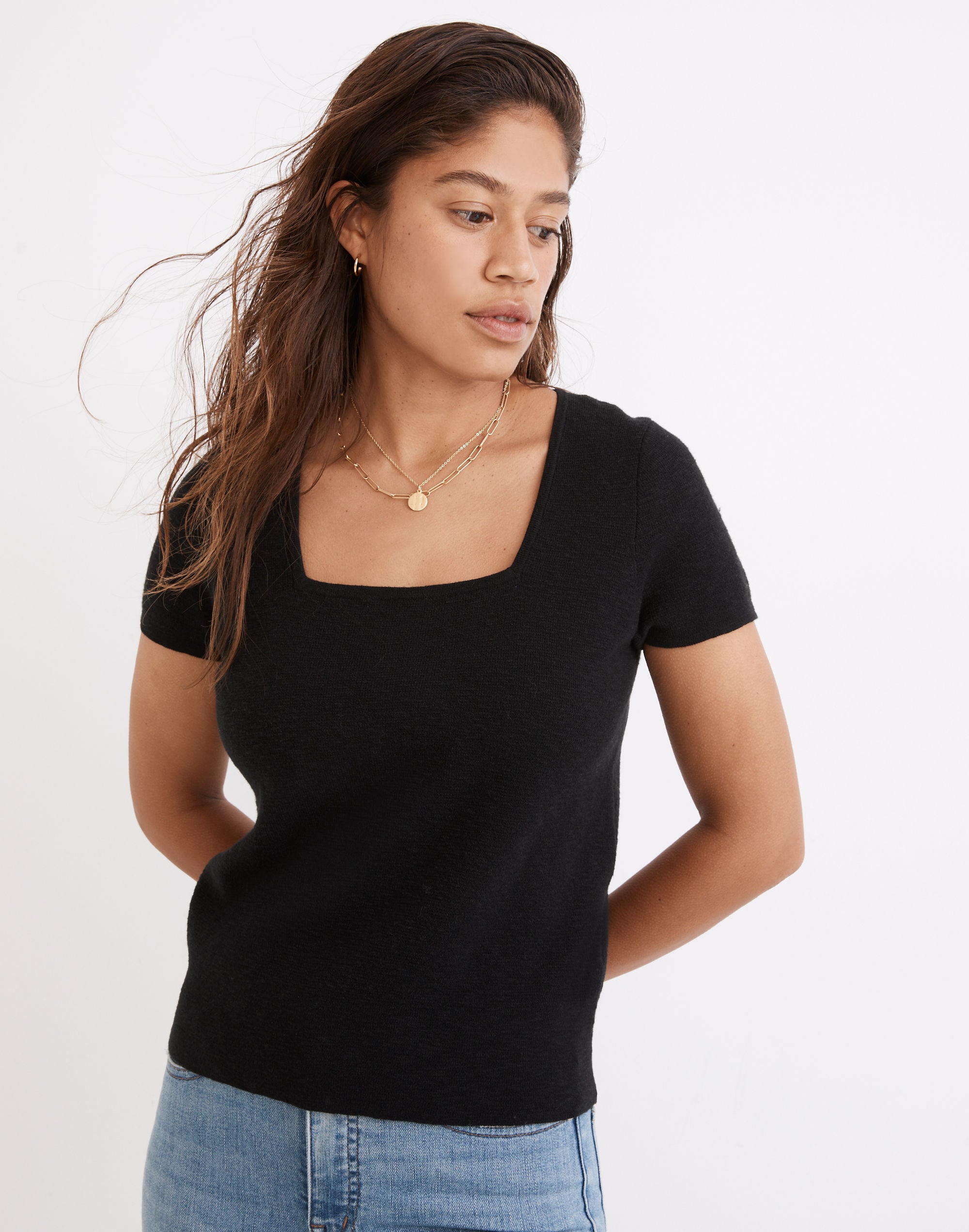 Square-Neck Sweater Tee