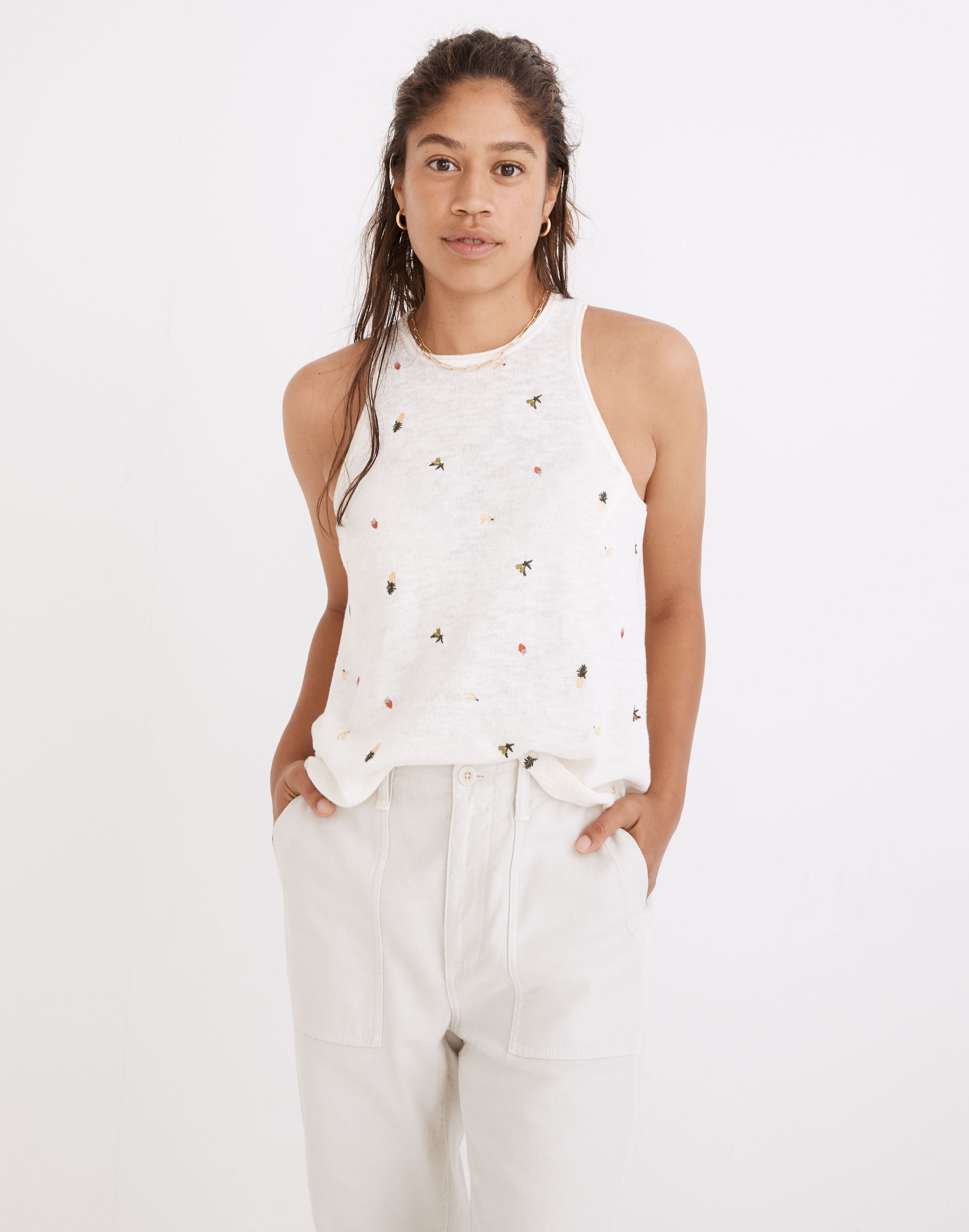 Fresca Fruit Embroidered Sweater Tank