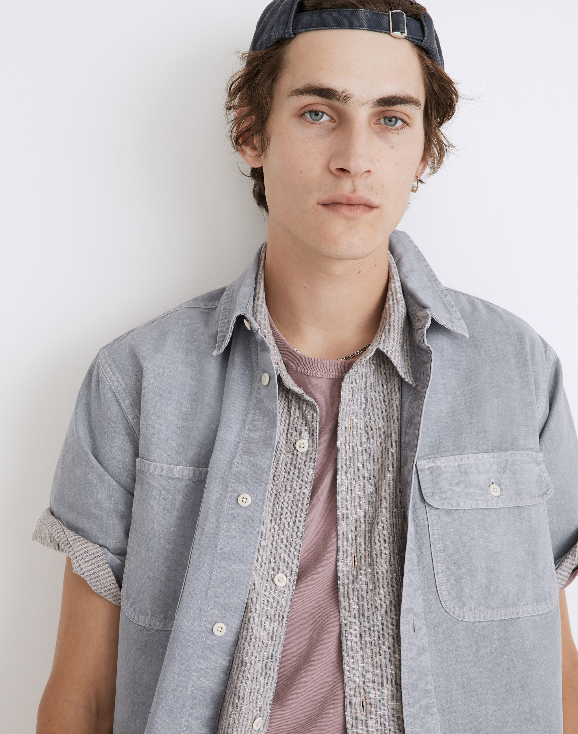 Sun-Faded Short-Sleeve Work Shirt