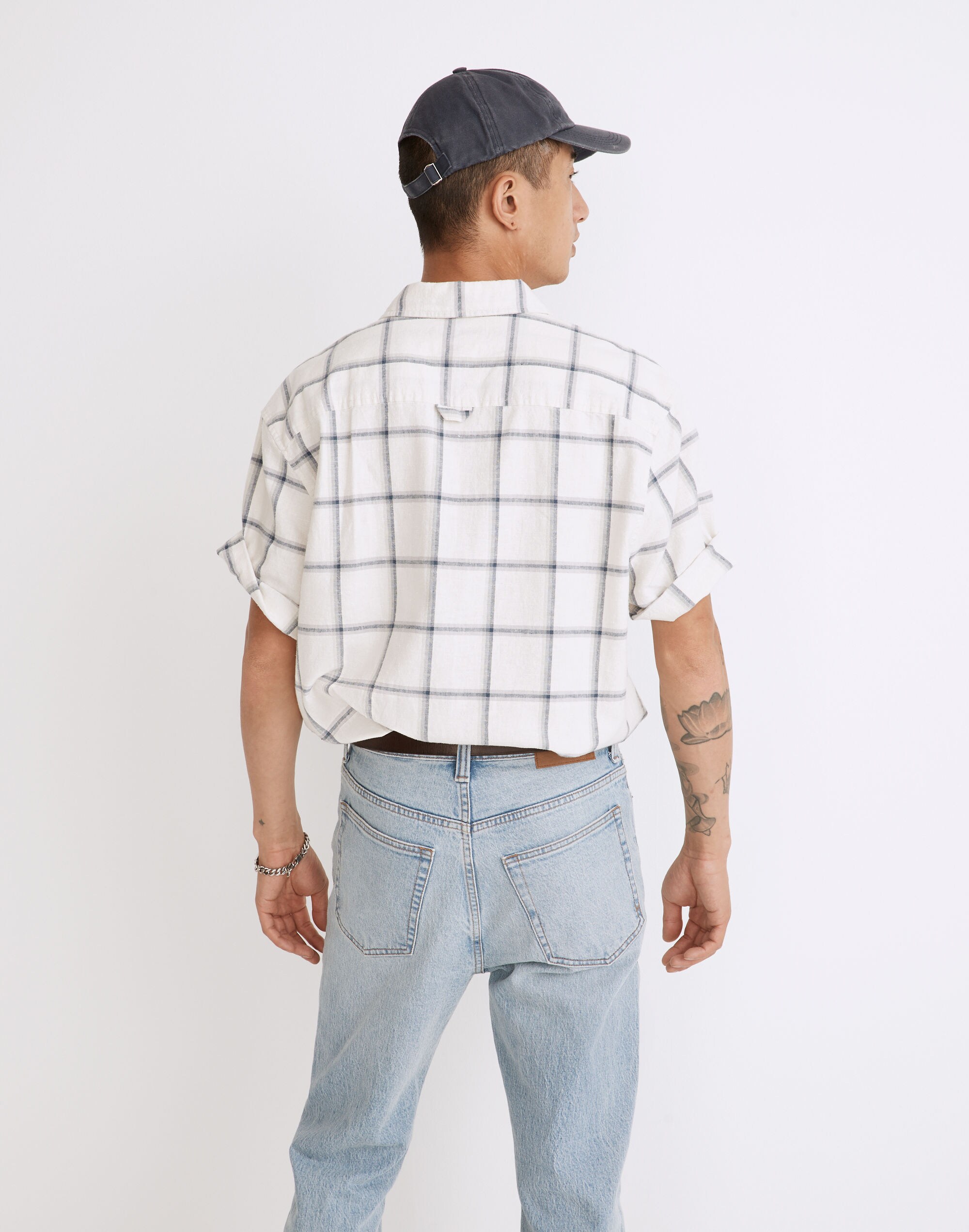 Hemp-Cotton Popover Short-Sleeve Shirt
