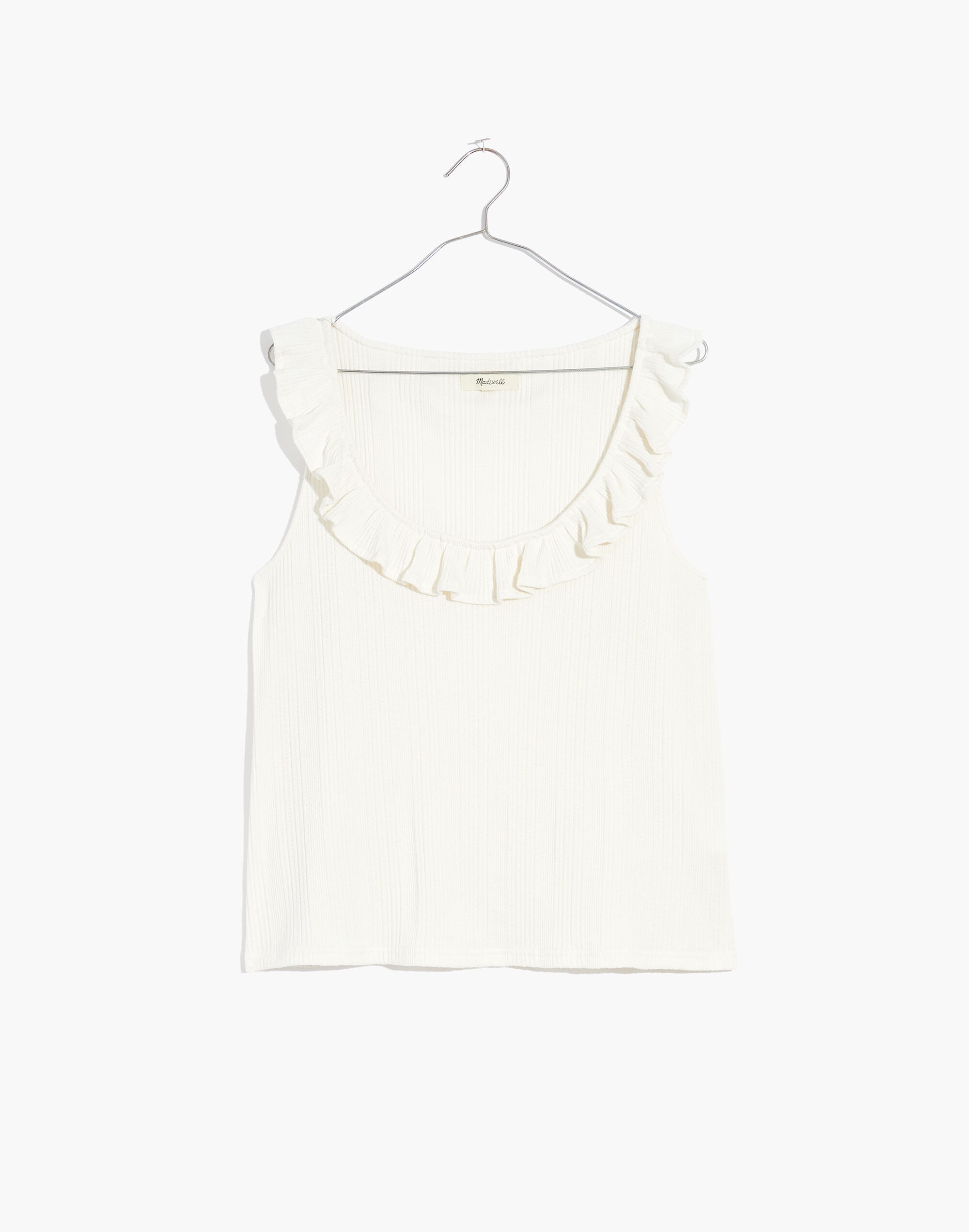 Ribbed Pointelle Ruffled Scoop Tank