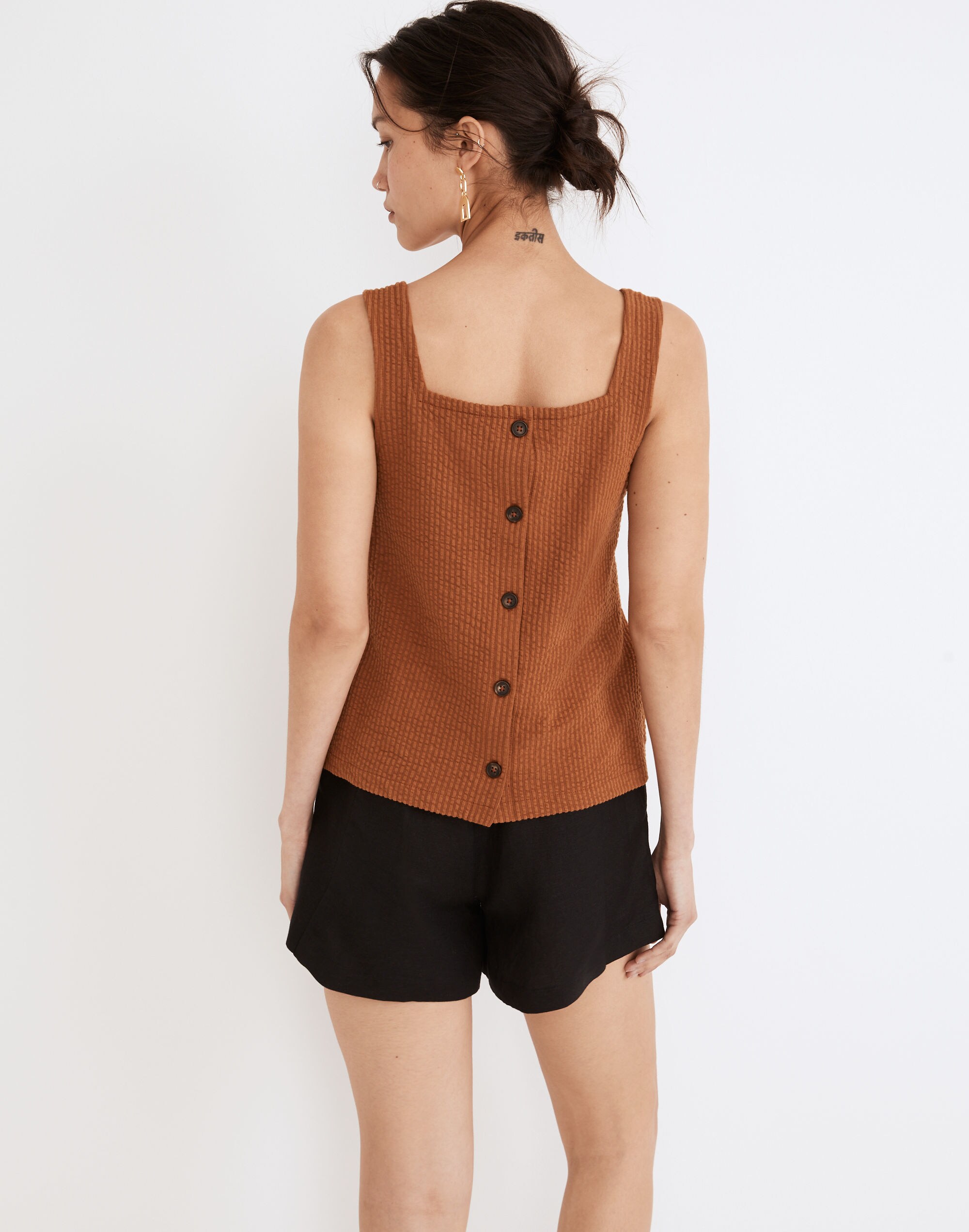 Knit Seersucker Patch Pocket Tank