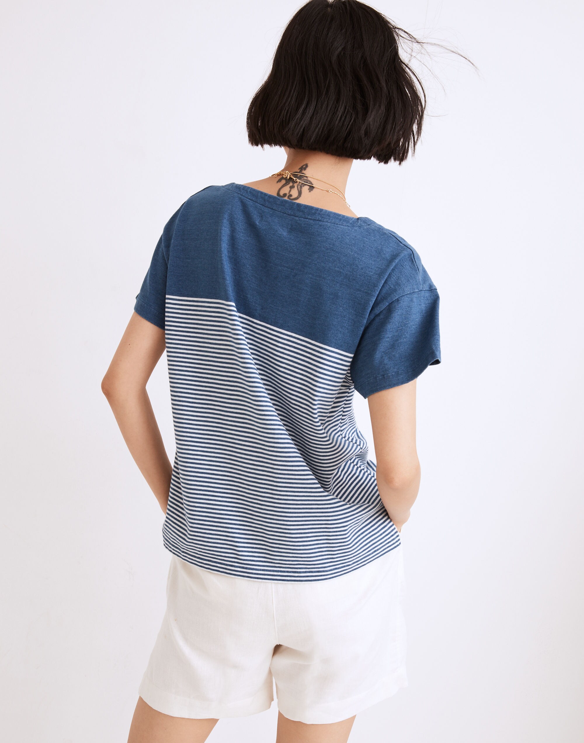 Lyndale Oversized Tee in Indigo Mariner Stripe