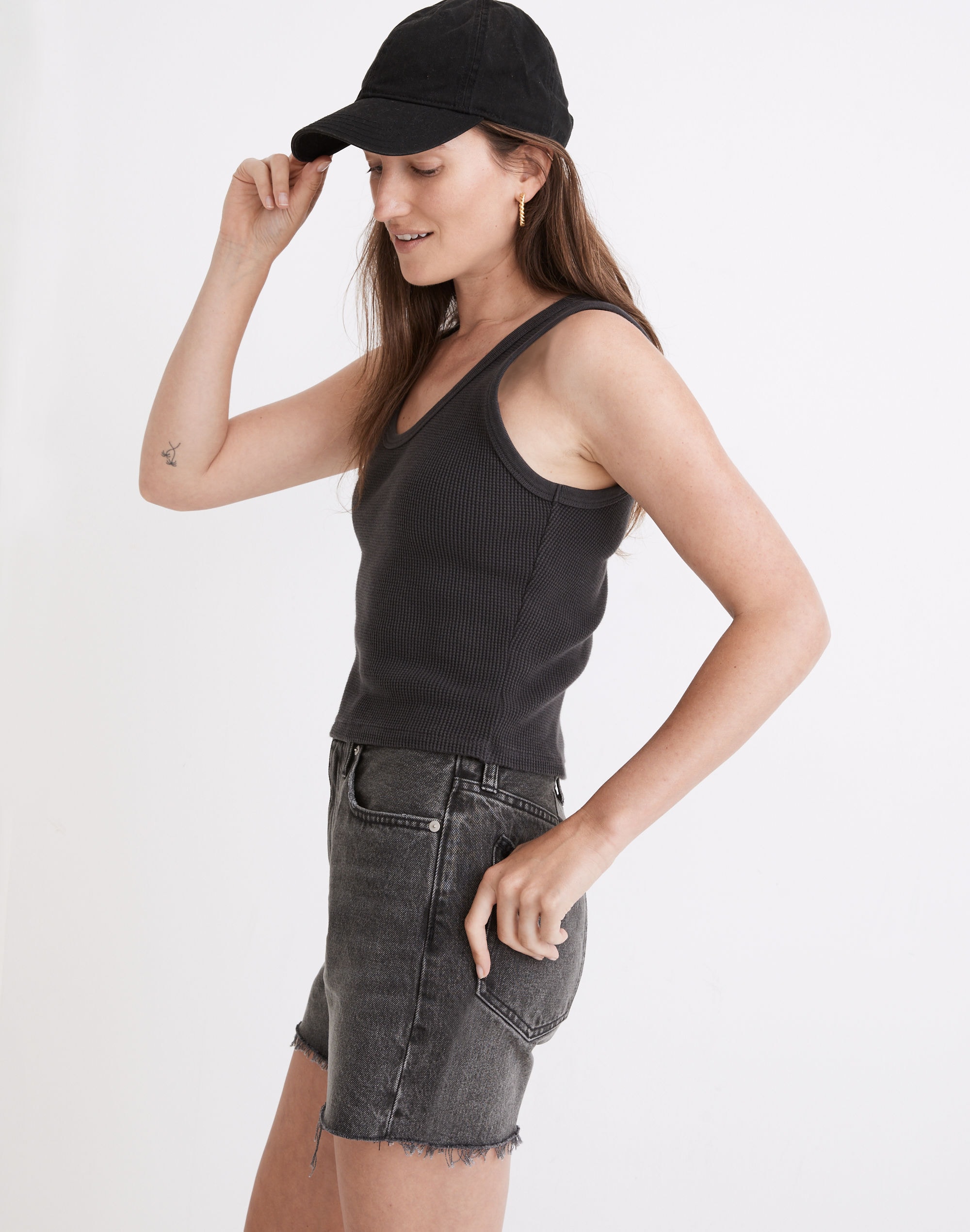 Waffle Knit Scoop Crop Tank