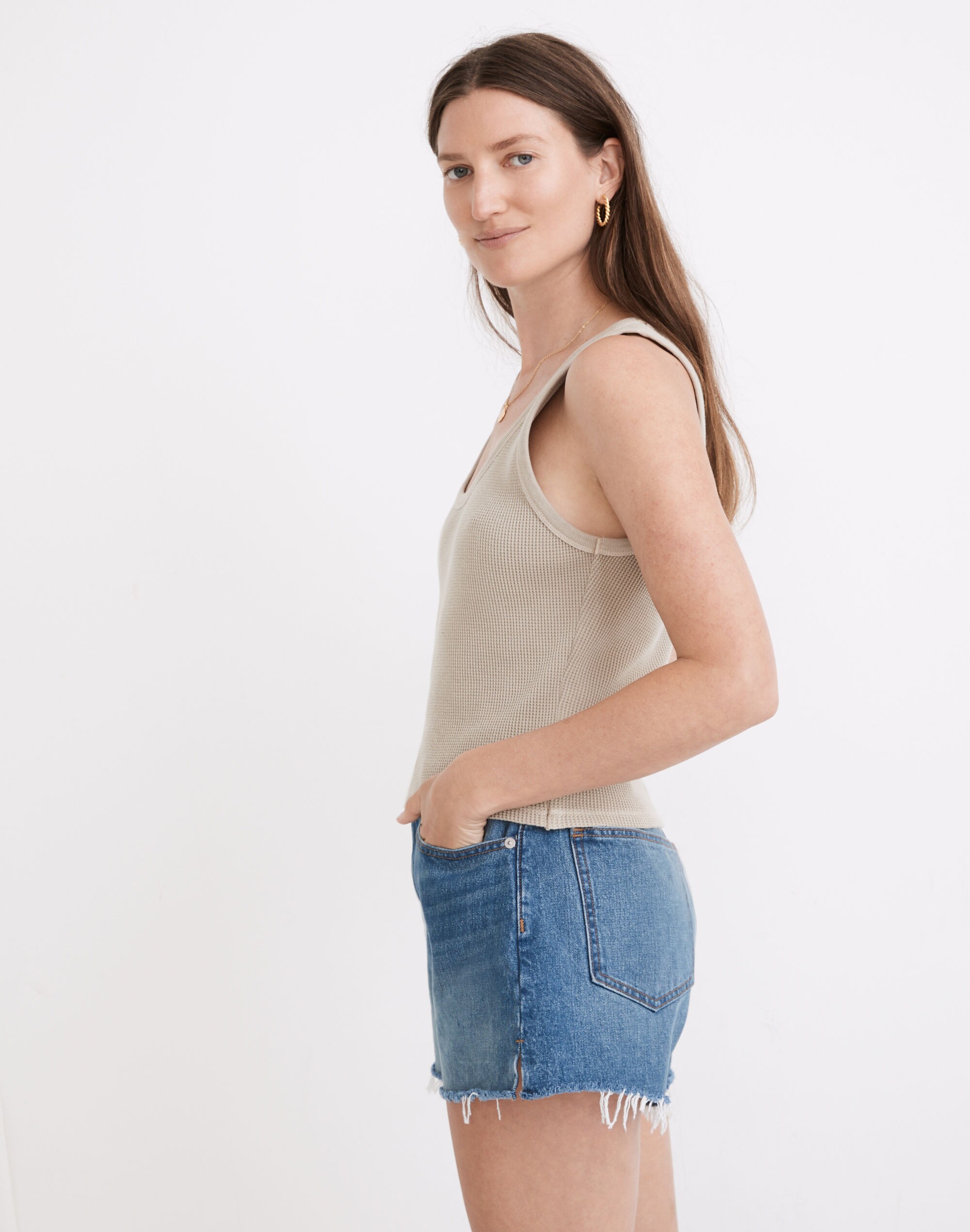 Waffle Knit Scoop Crop Tank