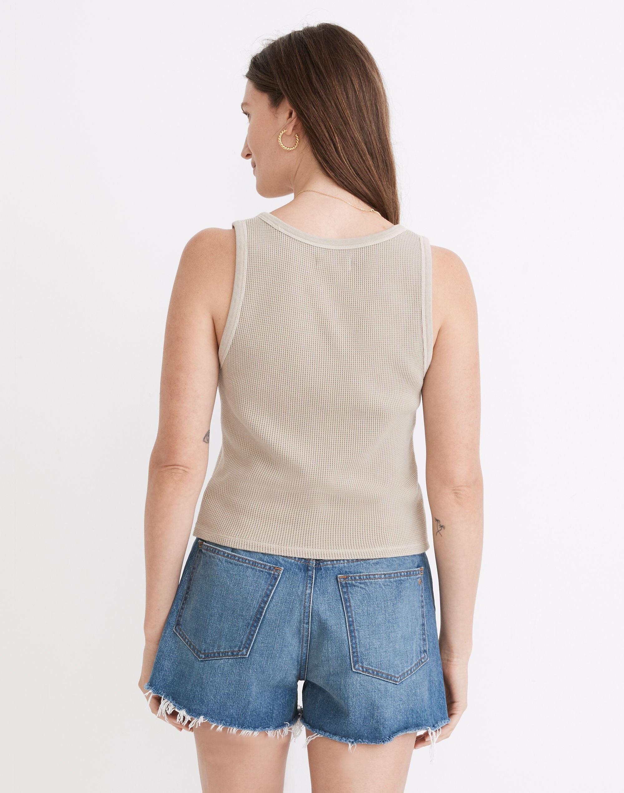 Waffle Knit Scoop Crop Tank