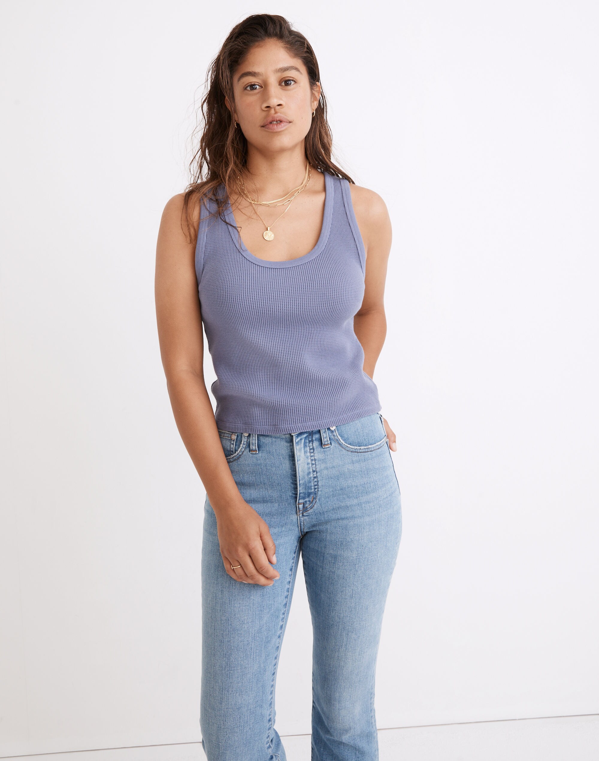 Waffle Knit Scoop Crop Tank
