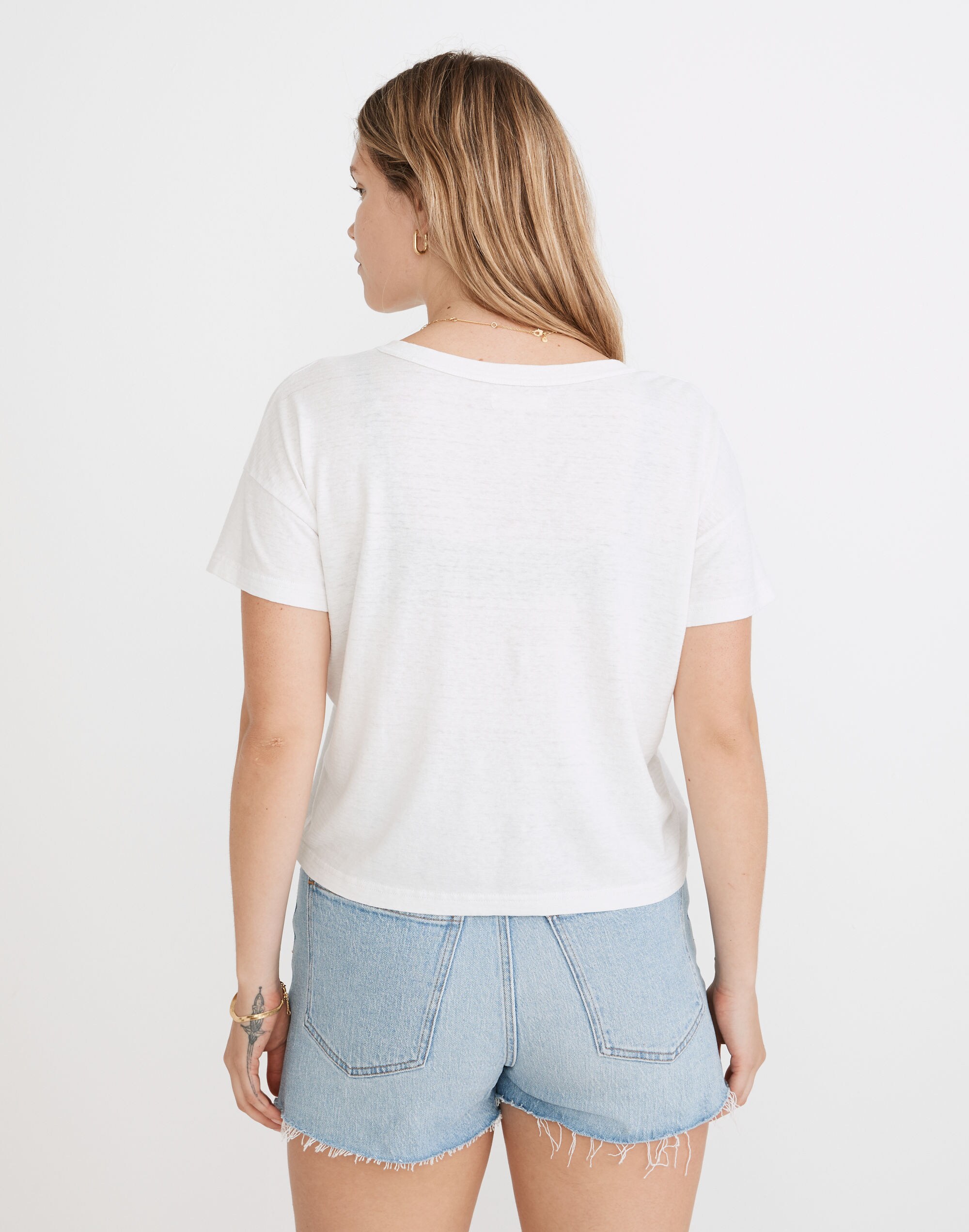 Hemp-Cotton Split-Neck Crop Tee
