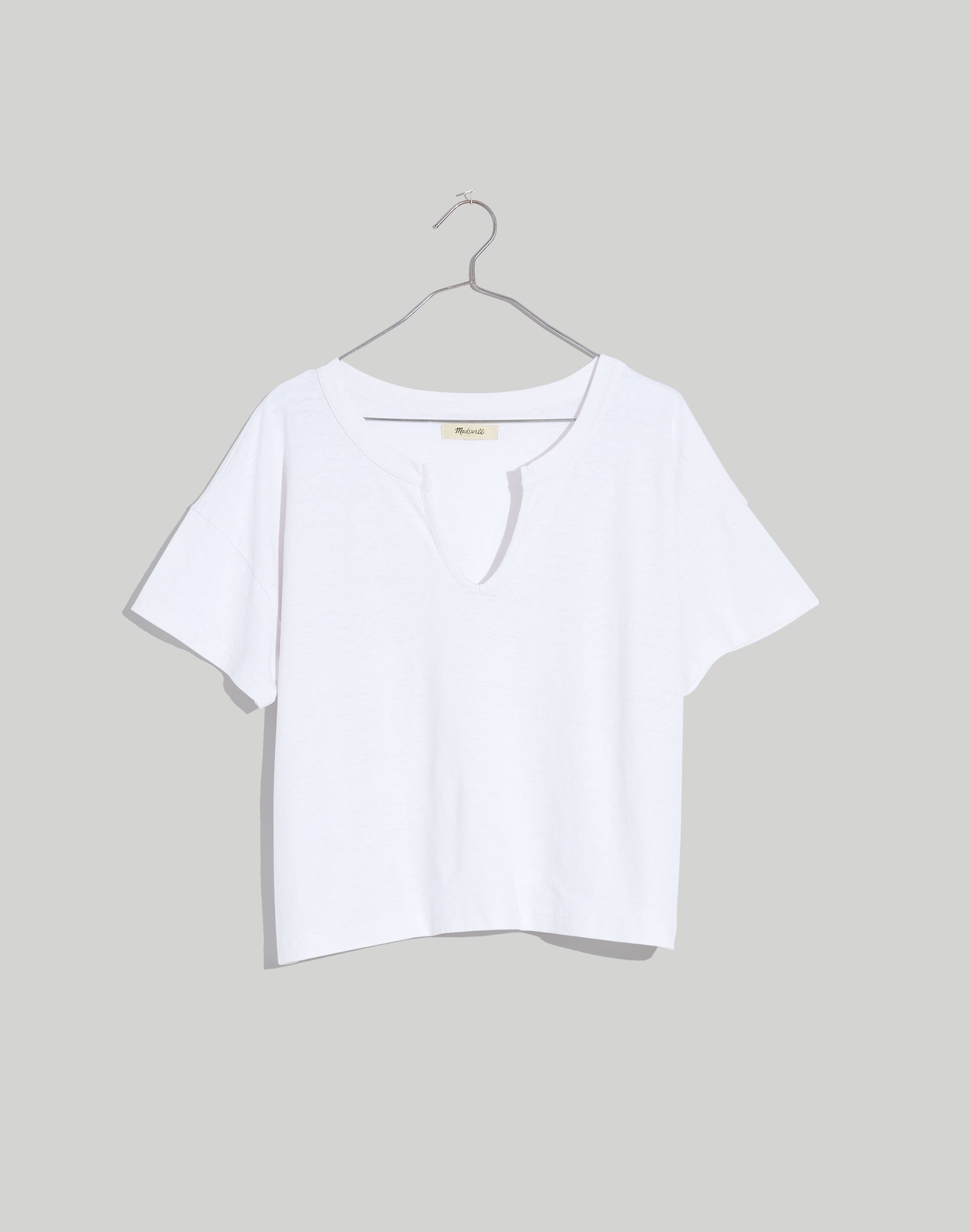 Hemp-Cotton Split-Neck Crop Tee