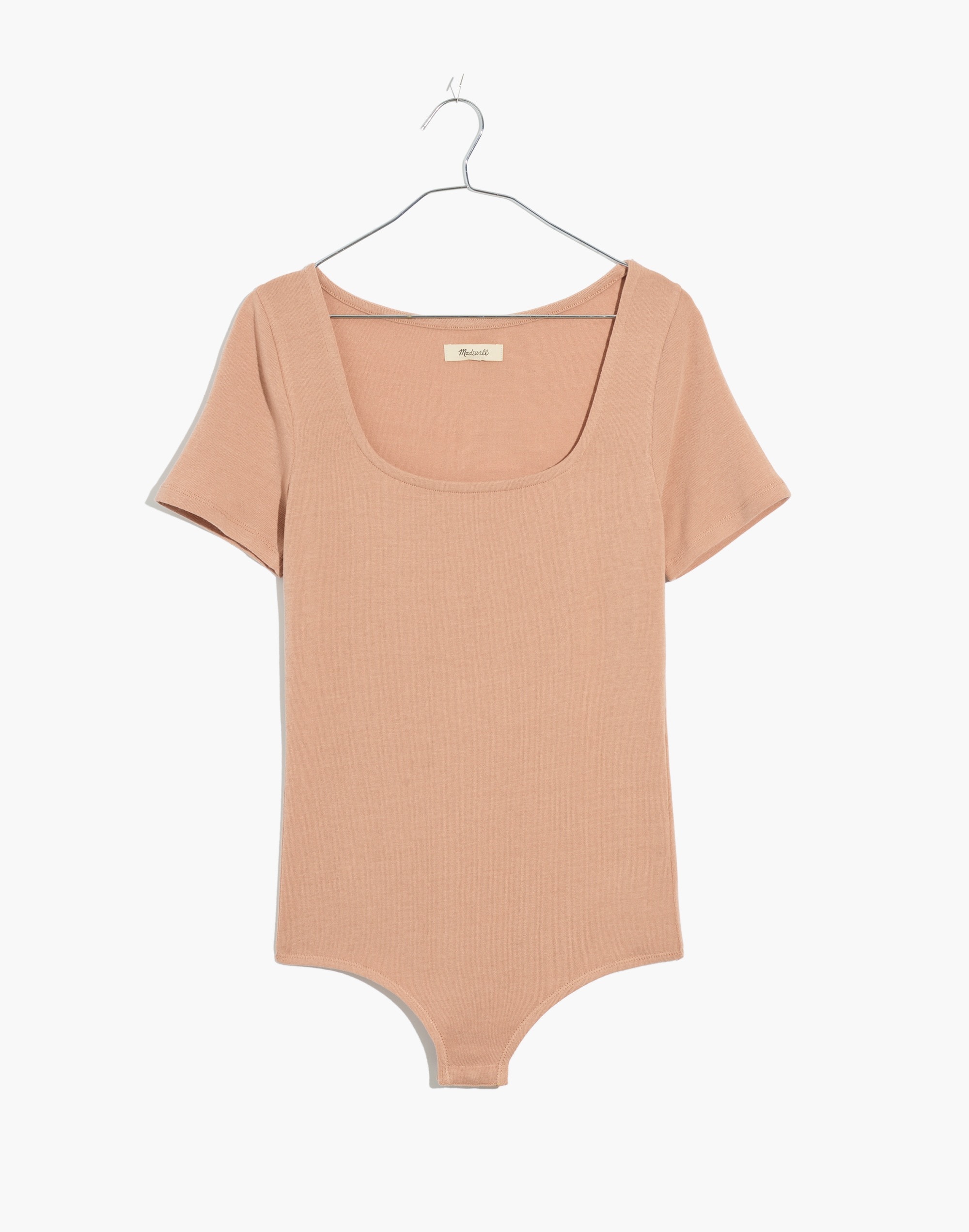 Ribbed Square-Neck Thong Bodysuit