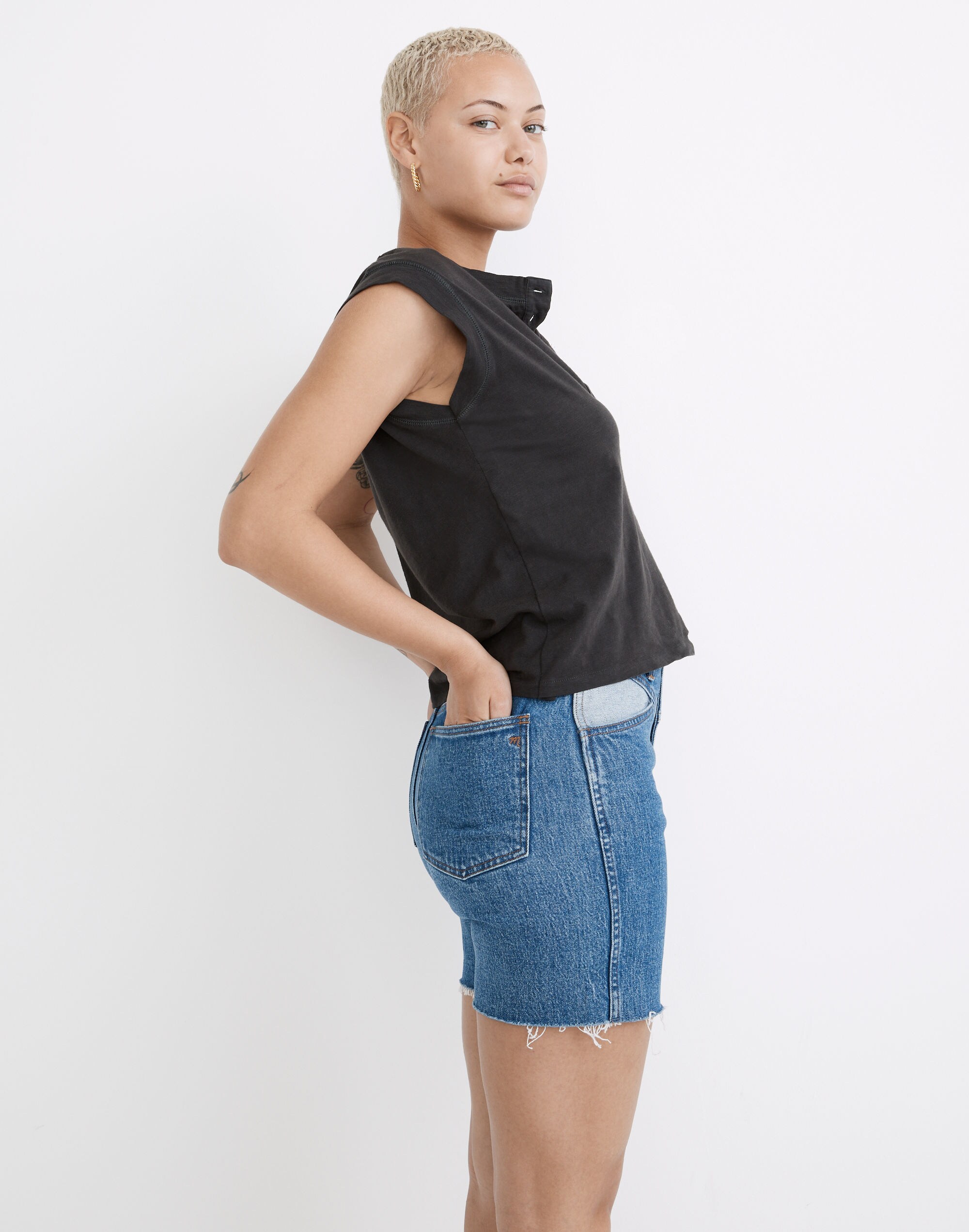 Garment-Dyed Henley Muscle Tee