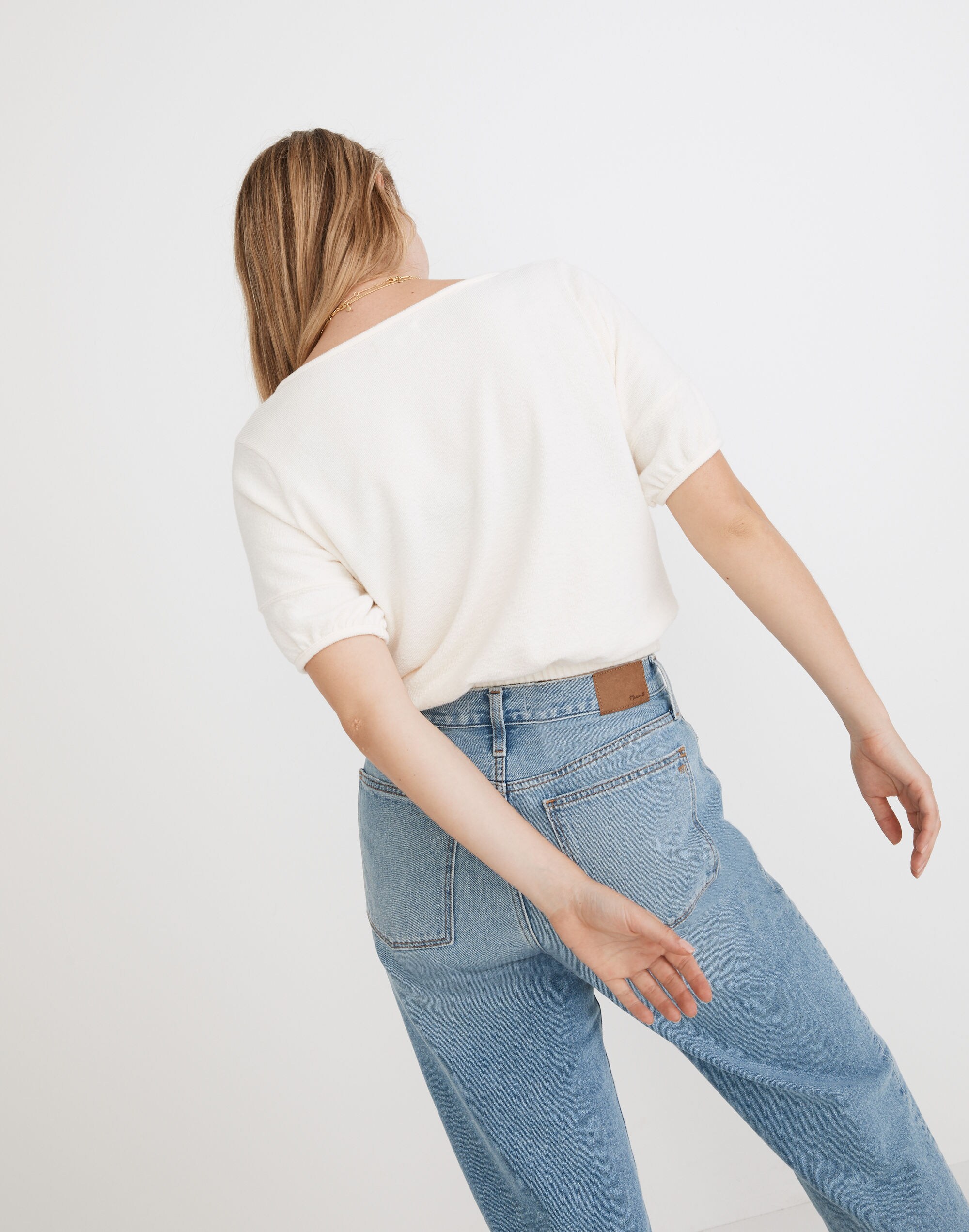 Loop-Terry Button-Front Crop Top