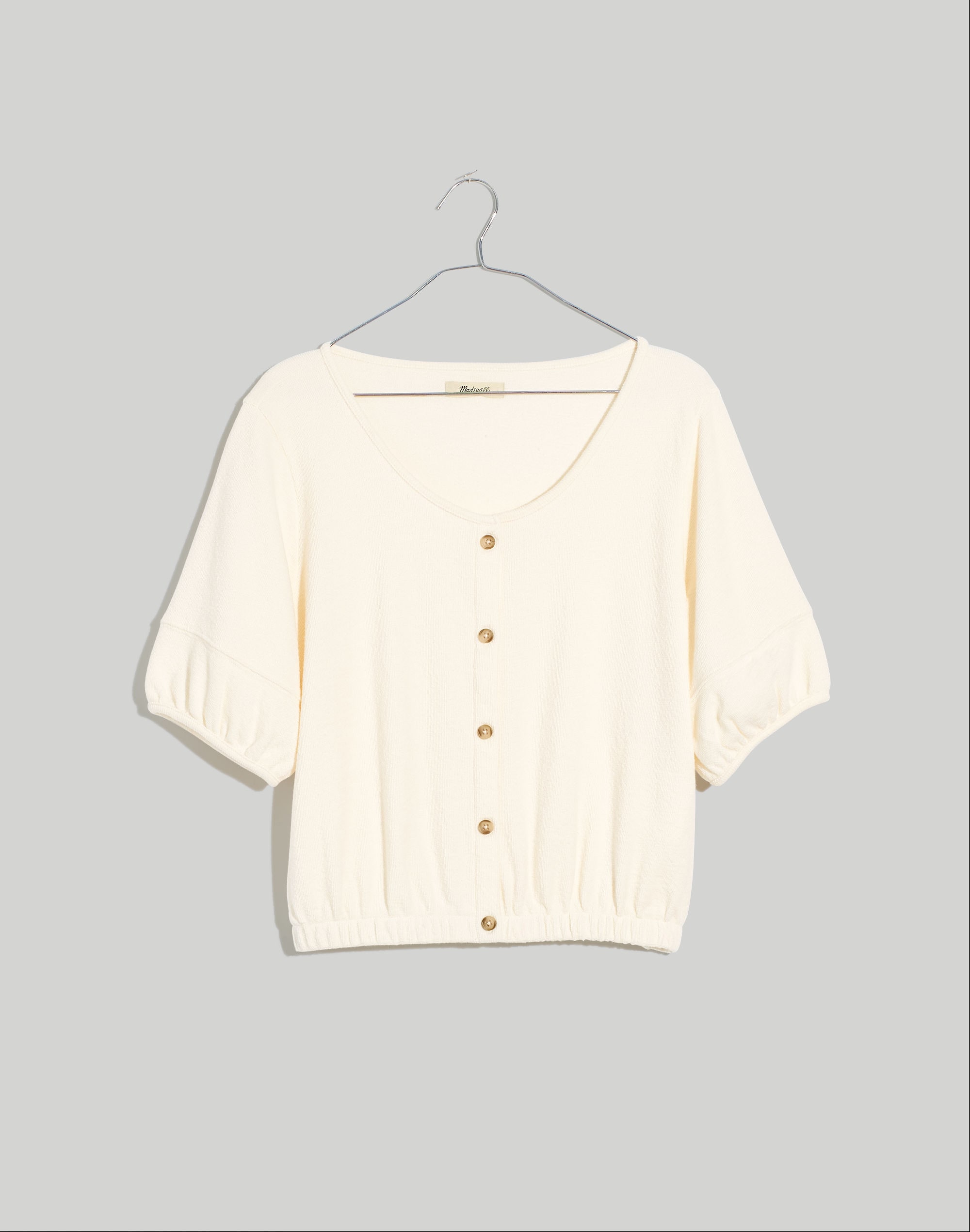 Loop-Terry Button-Front Crop Top
