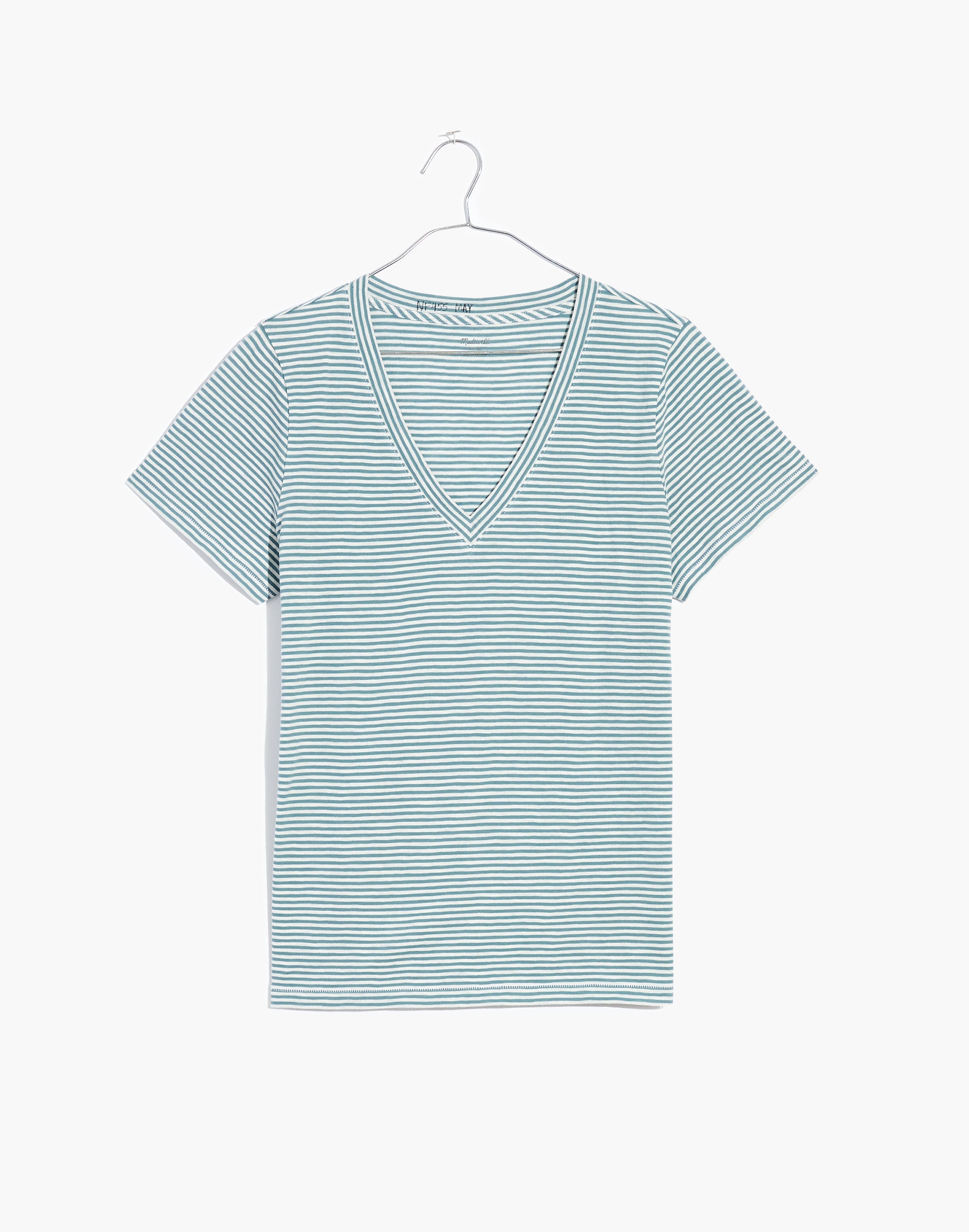 Whisper Cotton V-Neck Tee in Lighton Stripe