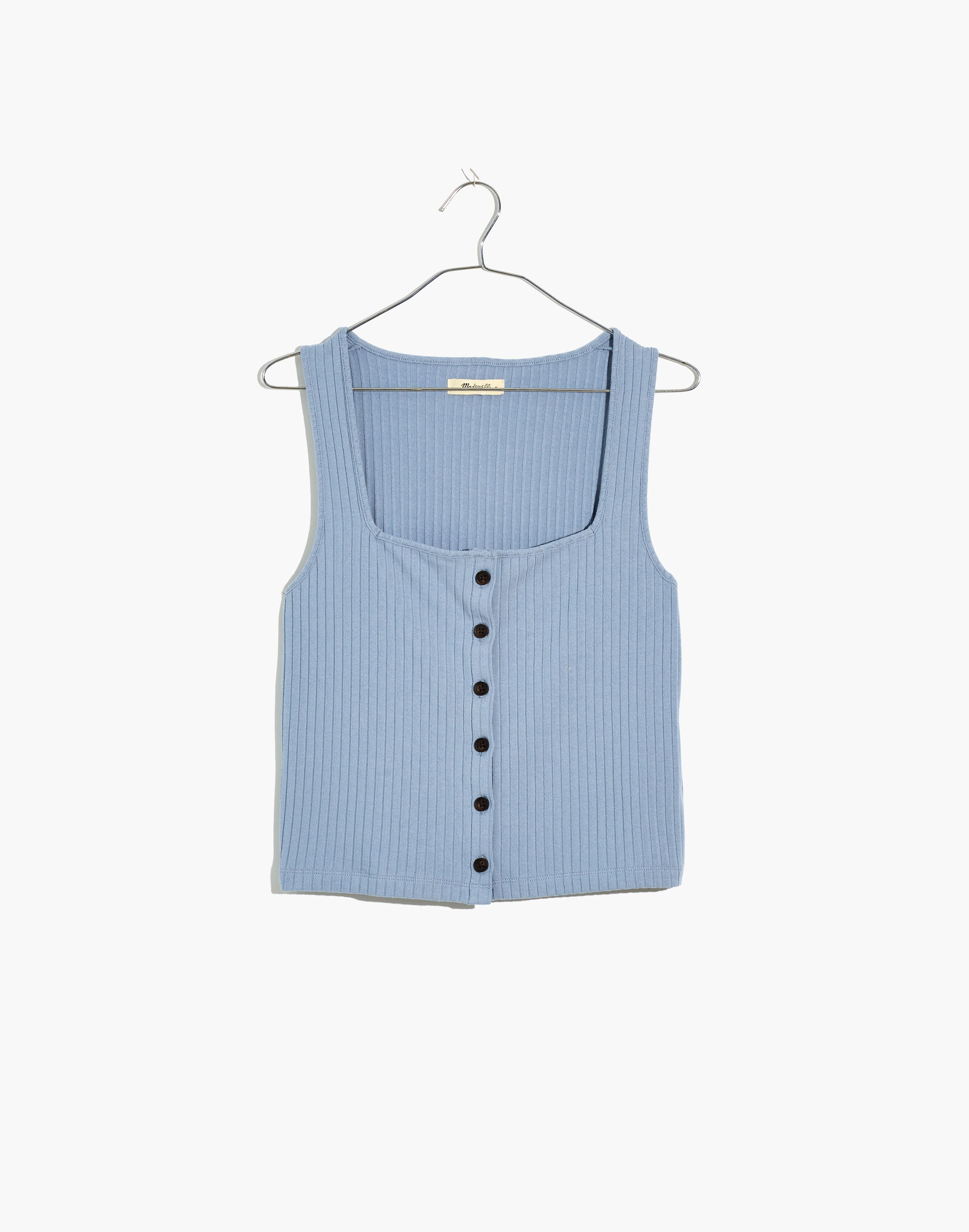Ribbed Button-Front Crop Tank