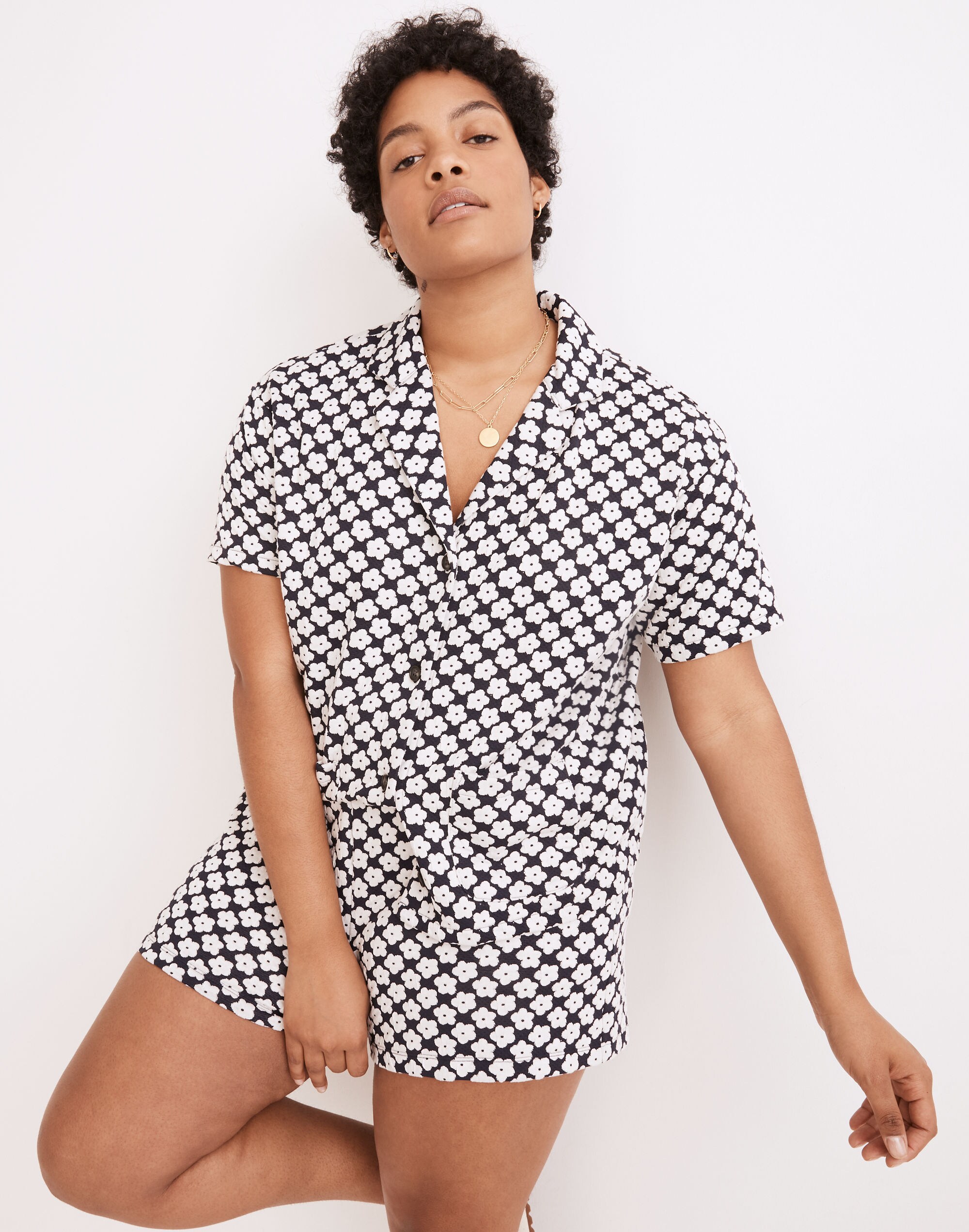 Floral Check Jacquard Drawstring Shorts