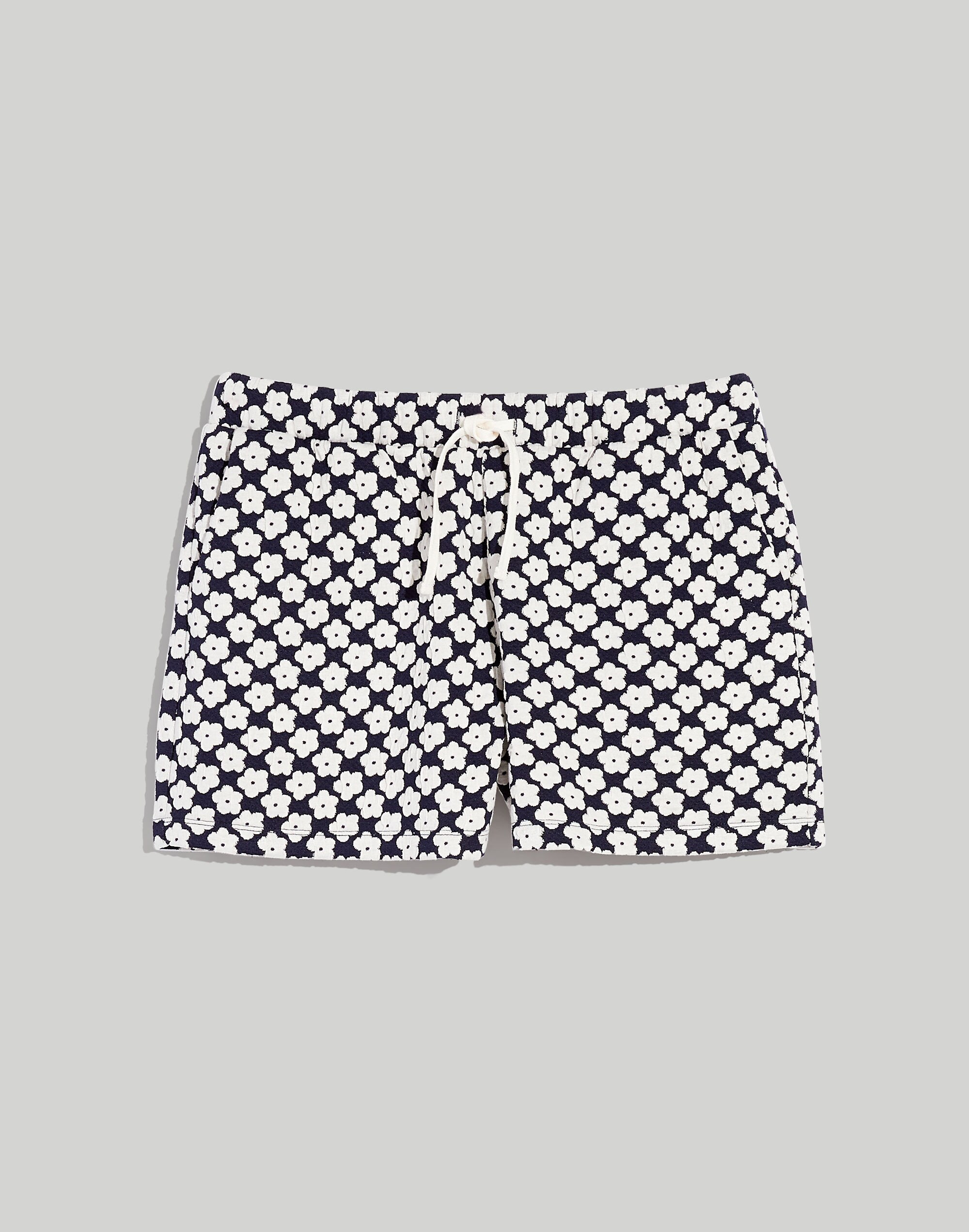 Floral Check Jacquard Drawstring Shorts