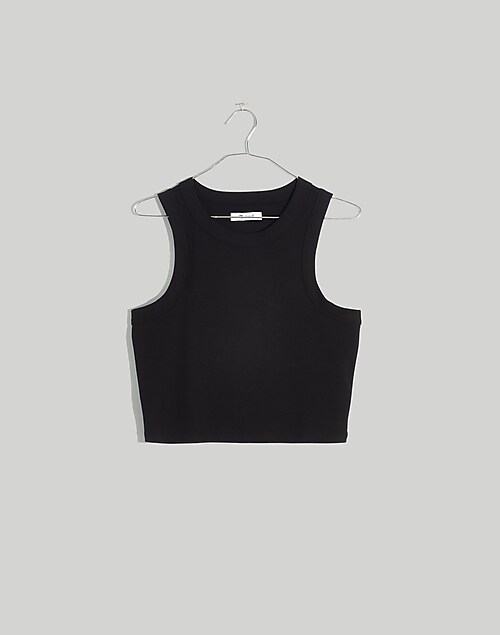 Madewell Built in Bra Ribbed Crop Tank Top Black Size XL NEW - $19