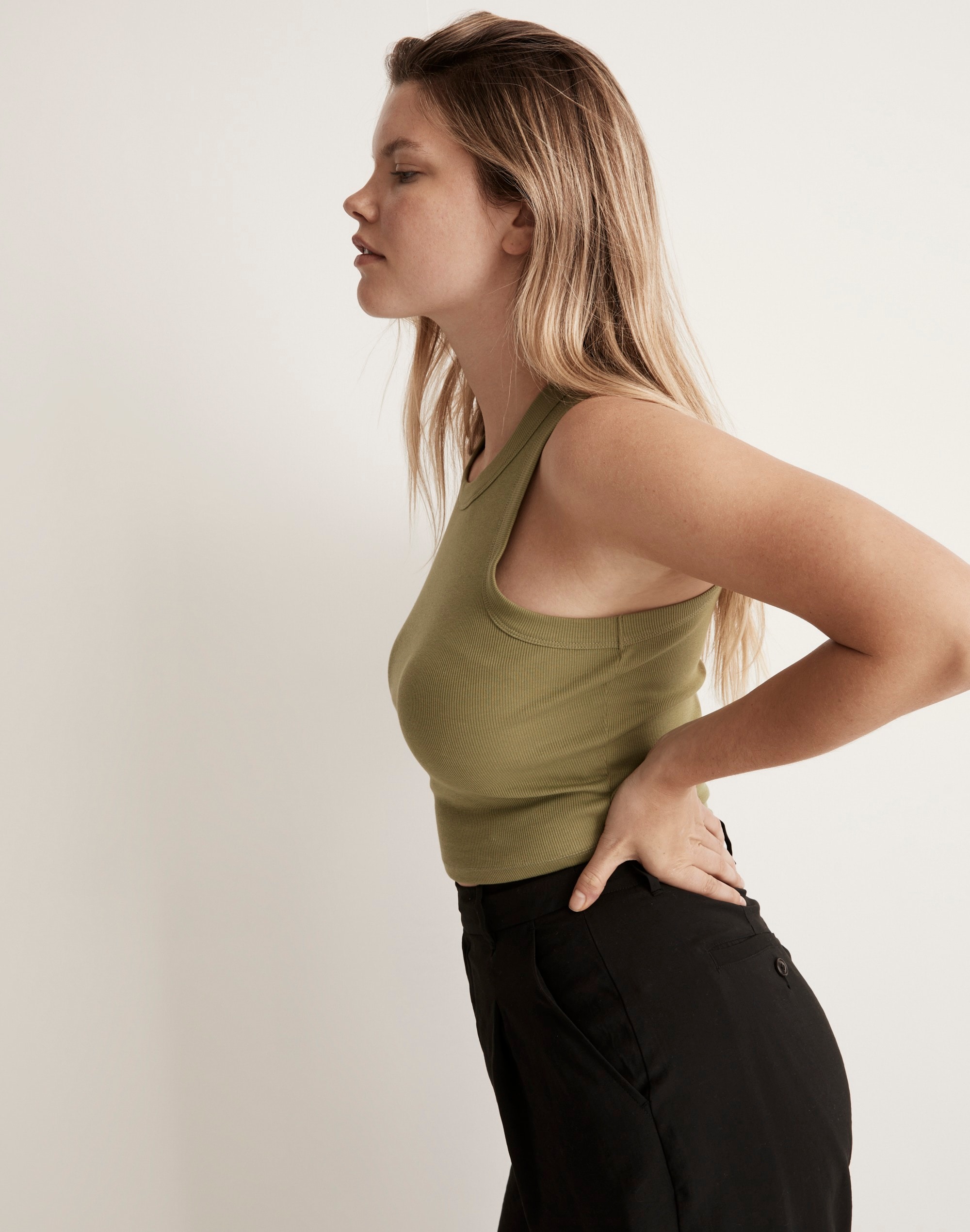 Supima&reg; Rib Crop Tank Alternate Image 1