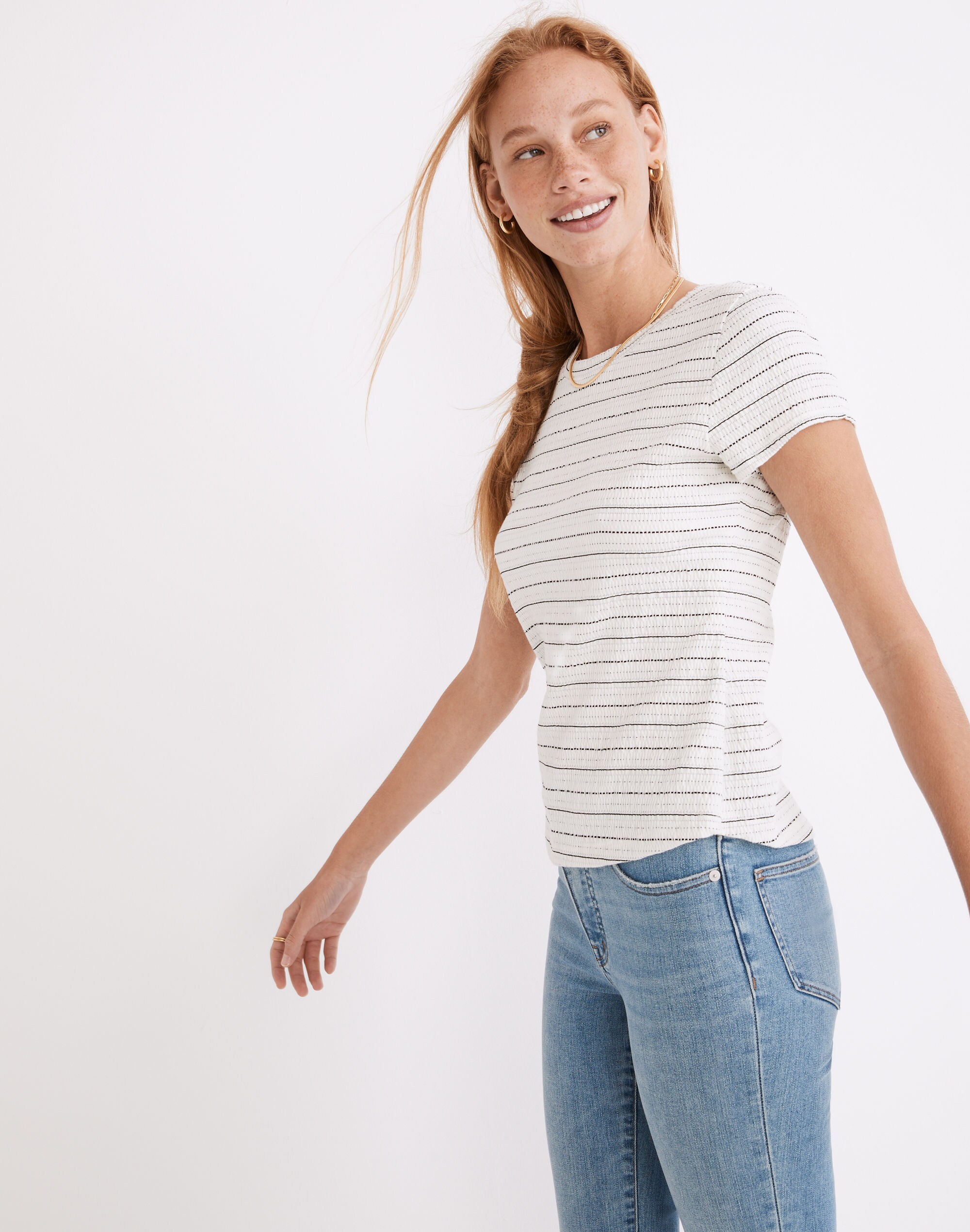 Smocked Shrunken Shirttail Tee