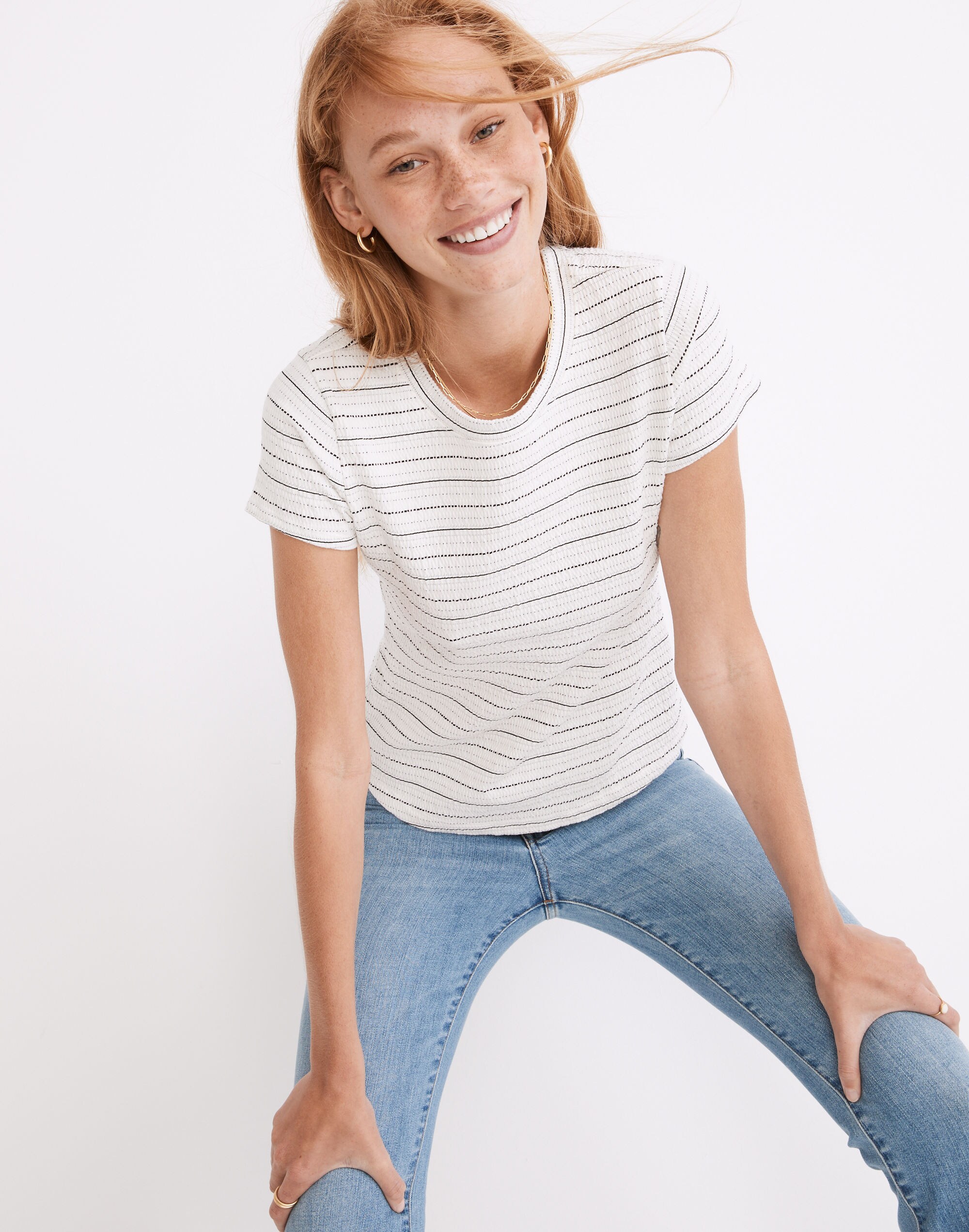 Smocked Shrunken Shirttail Tee