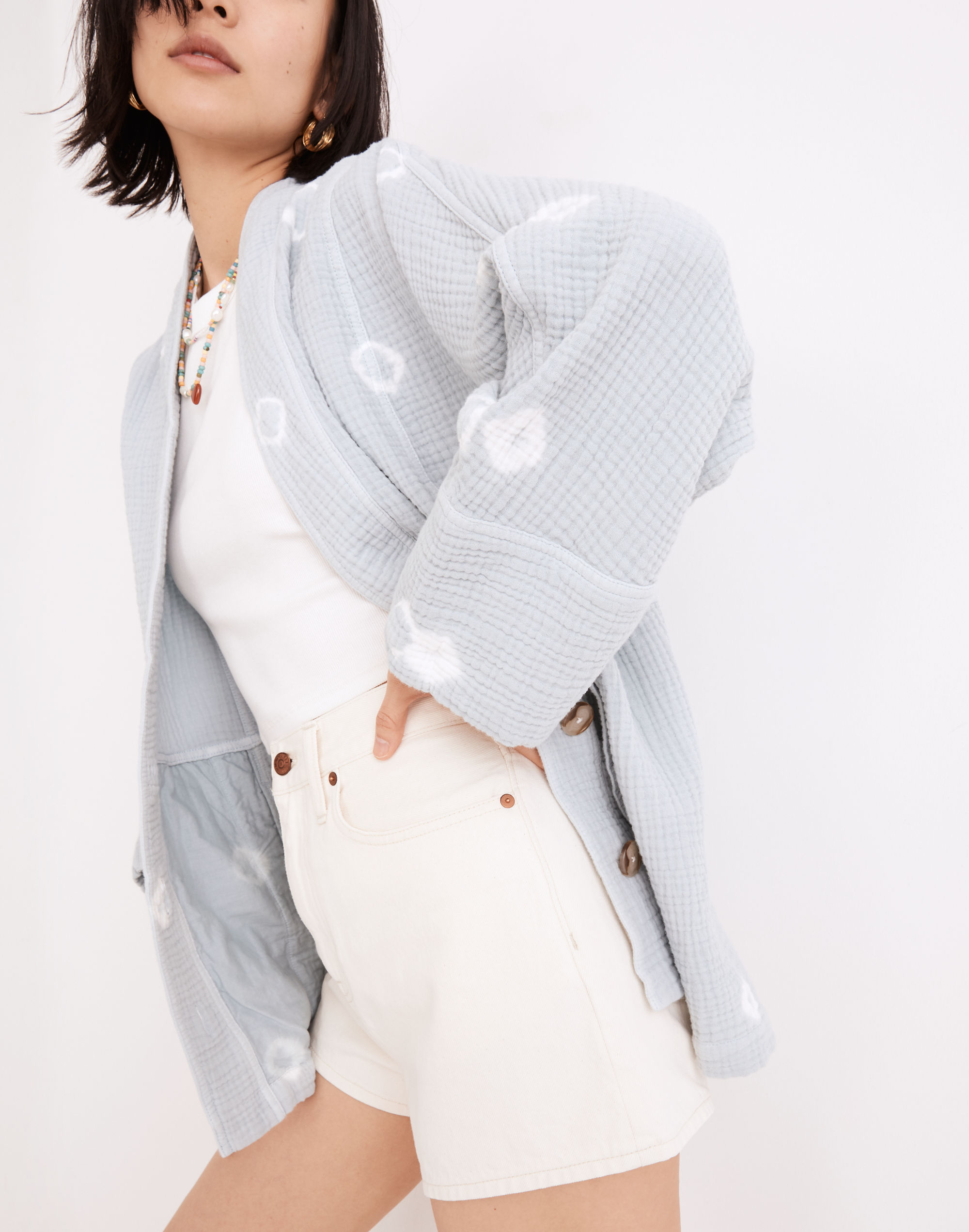 Shibori Lightspun Seamed Robe Jacket