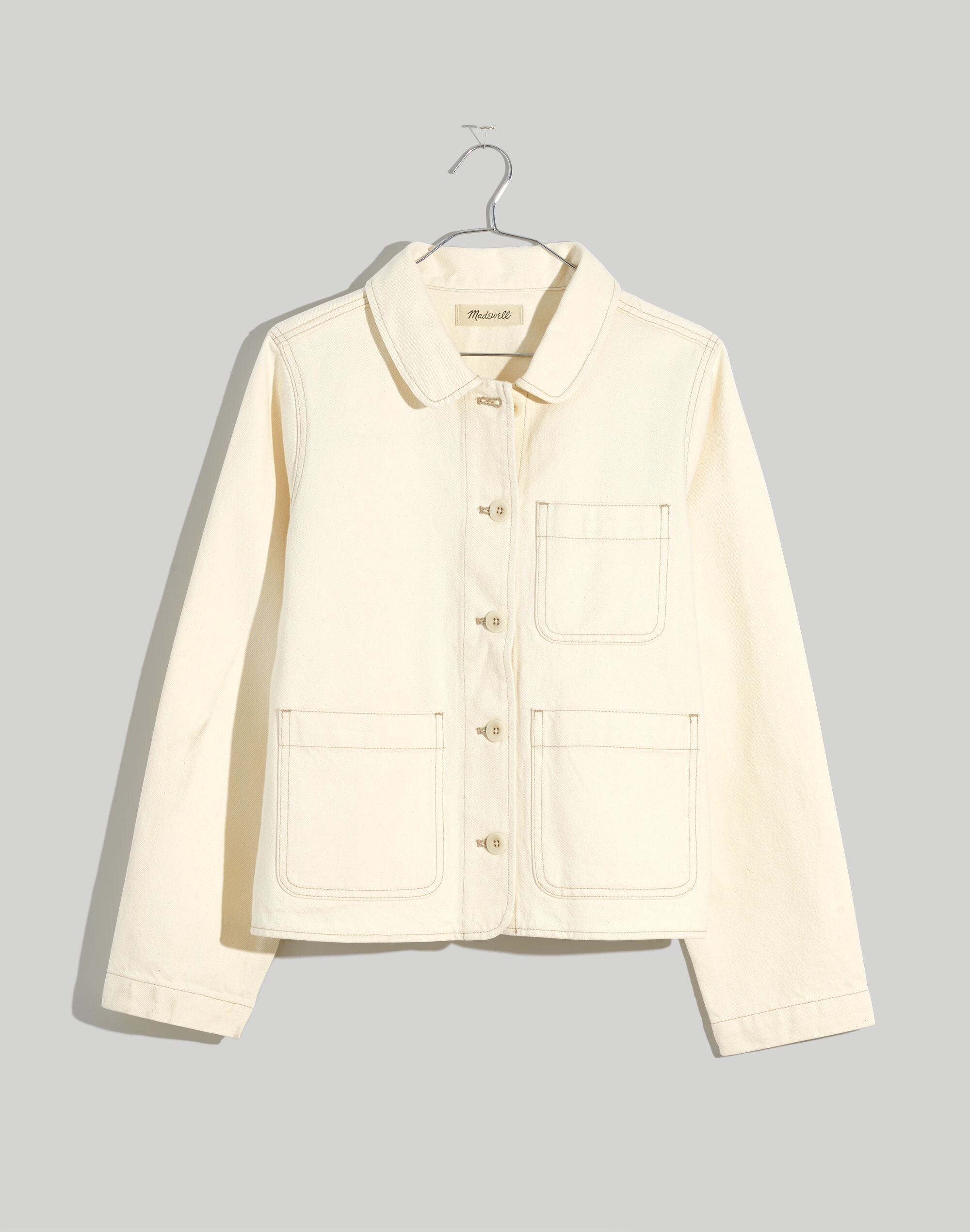 Denim Mahoney Crop Chore Jacket in Vintage Canvas Wash