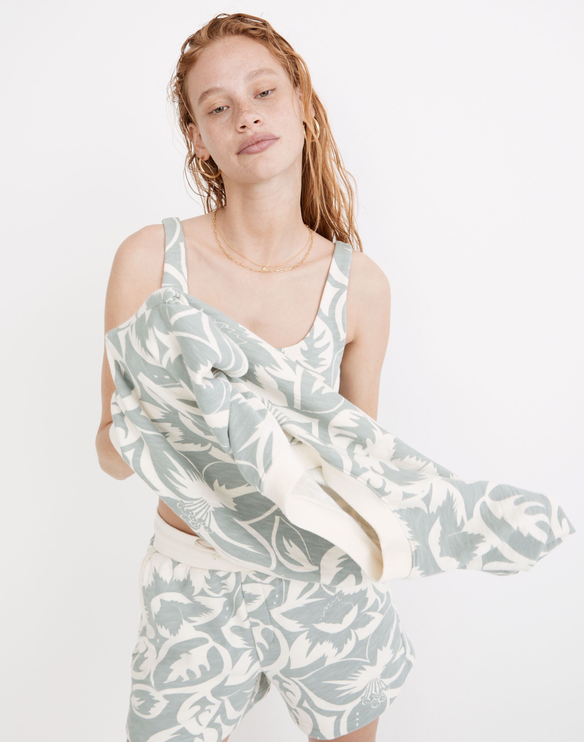 MWL Oversized Short-Sleeve Sweatshirt in Tropicale Floral