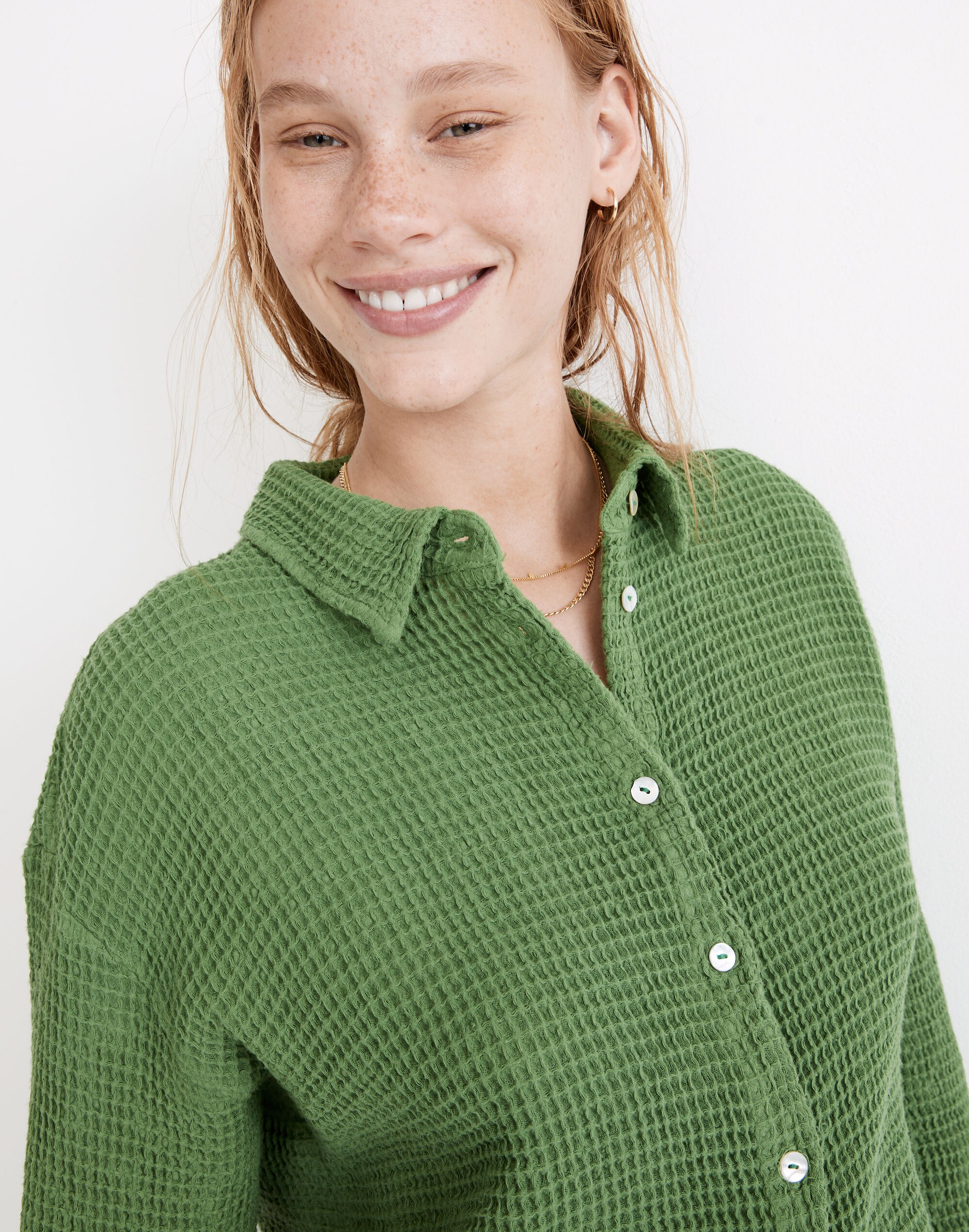 Donni Waffle Button-Down Shirt