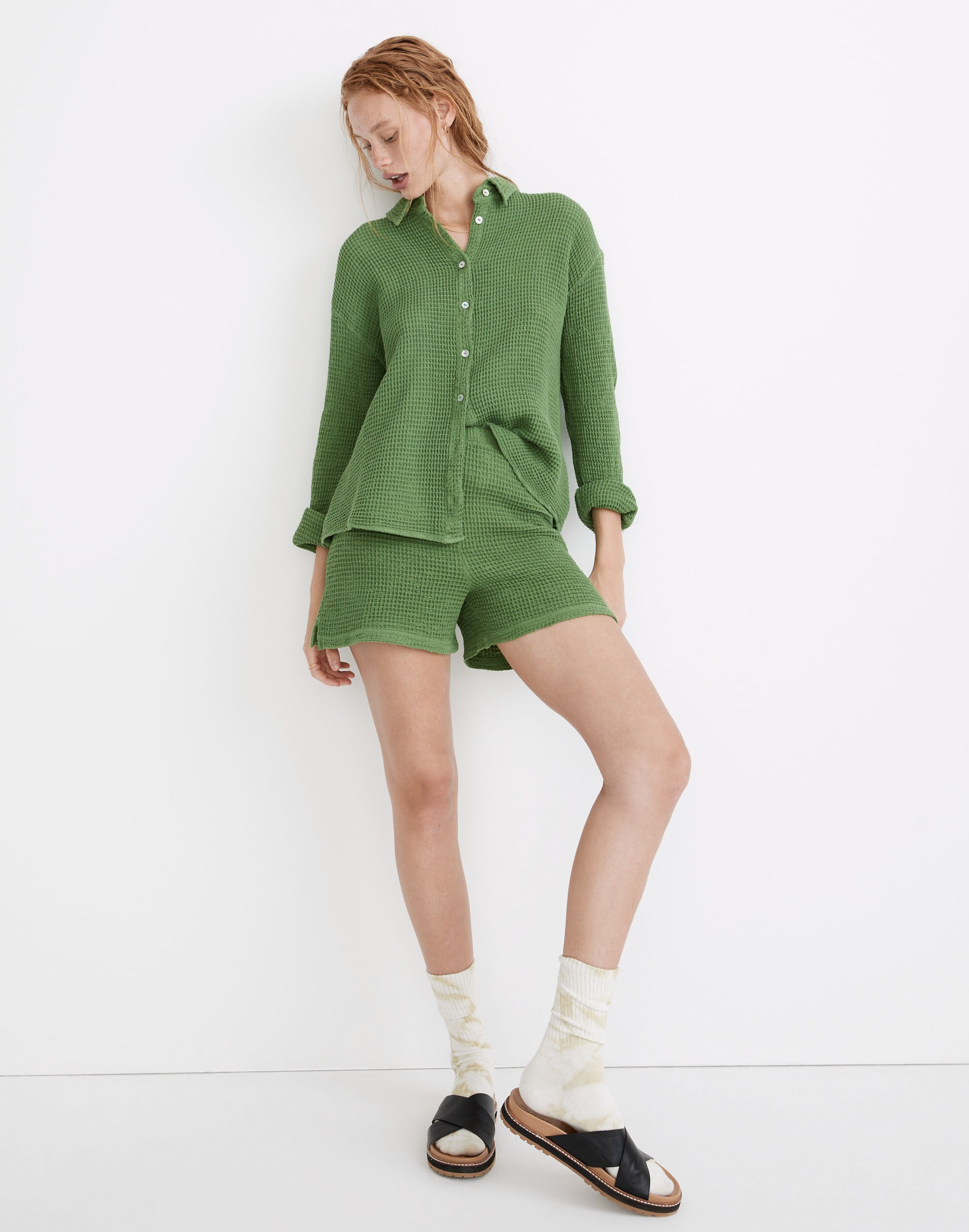 Donni Waffle Button-Down Shirt