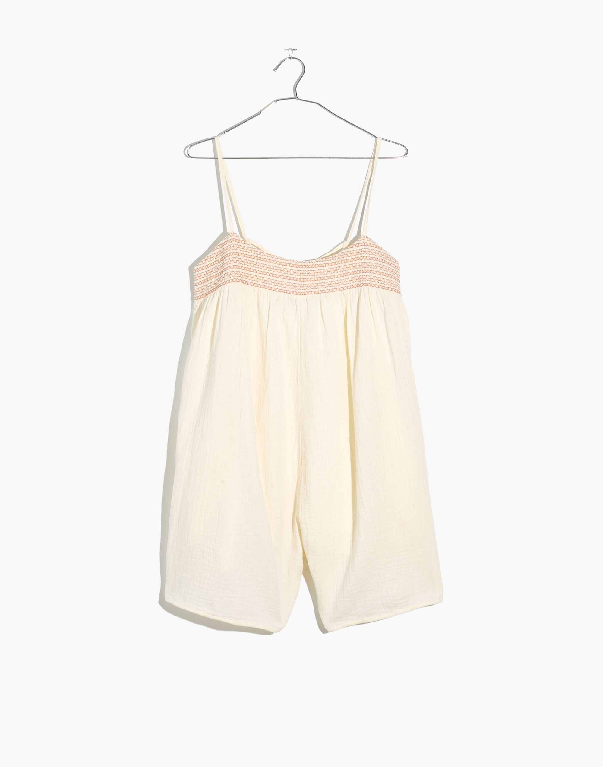 Embroidered Lightestspun Tie-Back Cover-Up Romper