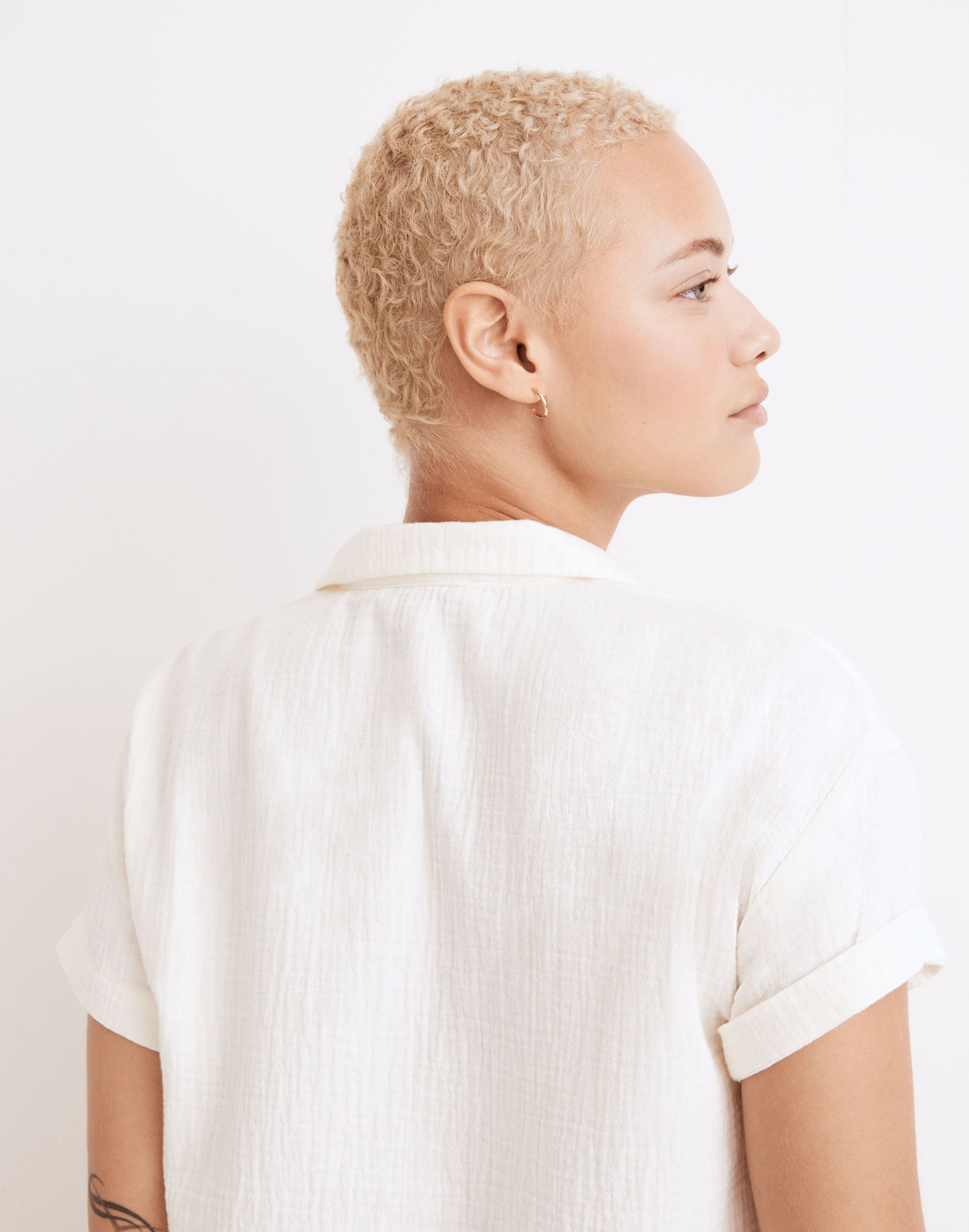 Lightestspun Tie-Front Cover-Up Crop Shirt