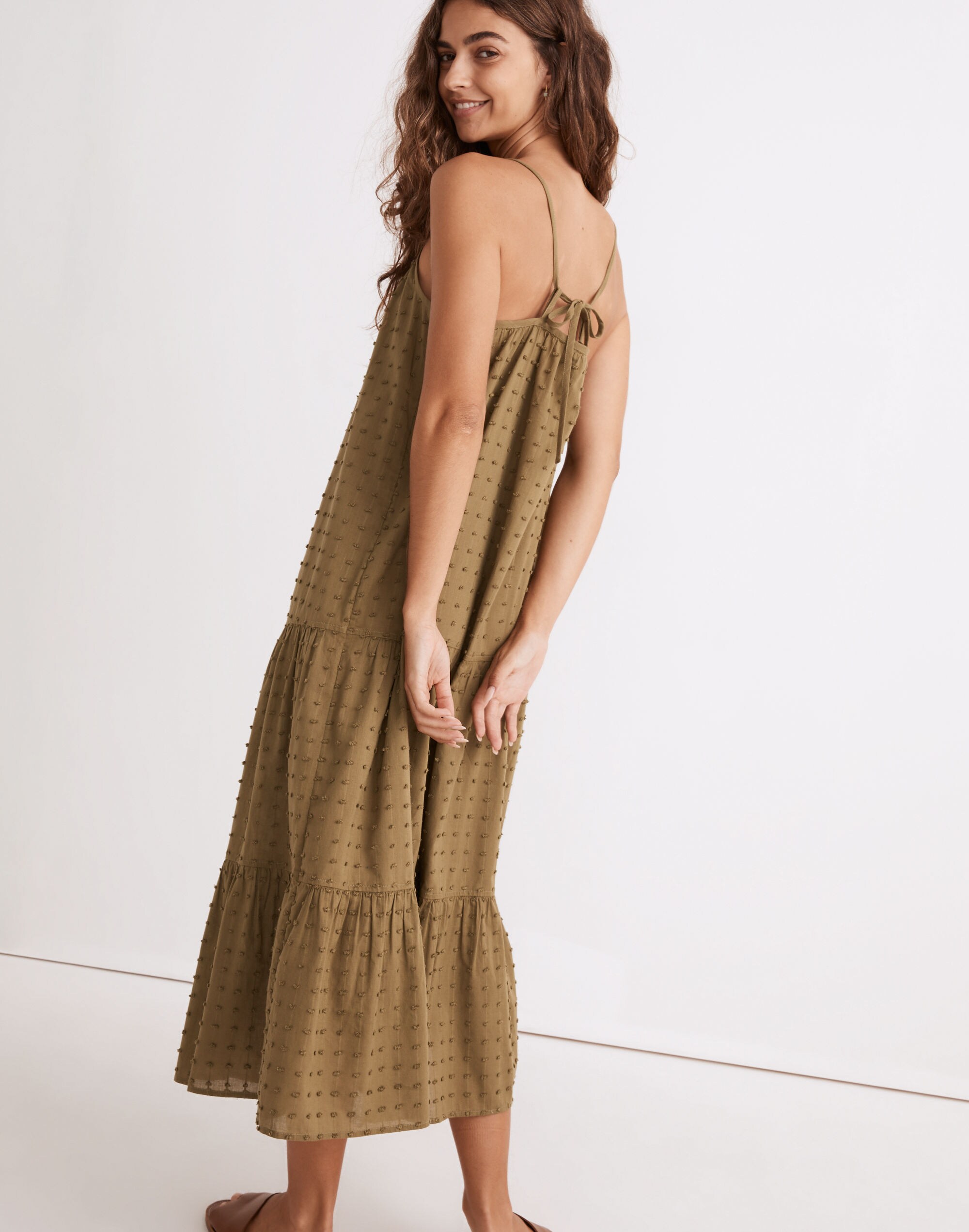 Swiss Dot Cover-Up Tiered Maxi Dress