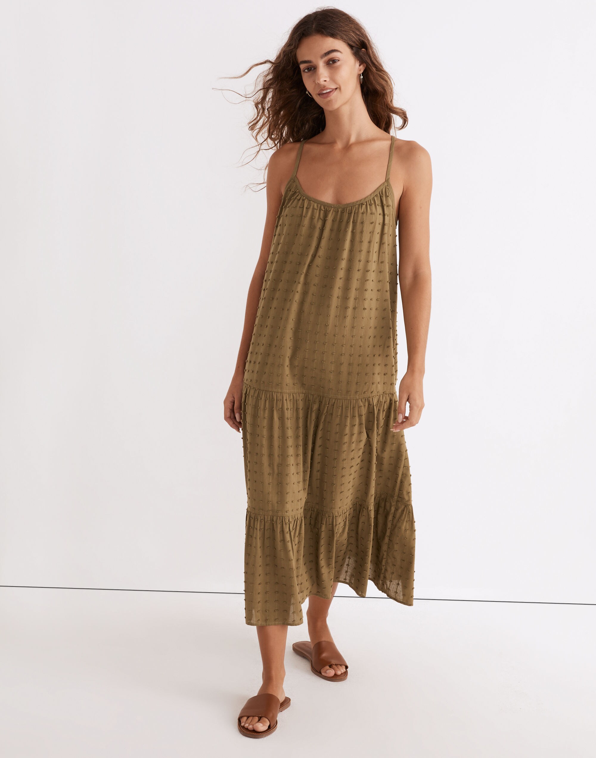 Swiss Dot Cover-Up Tiered Maxi Dress