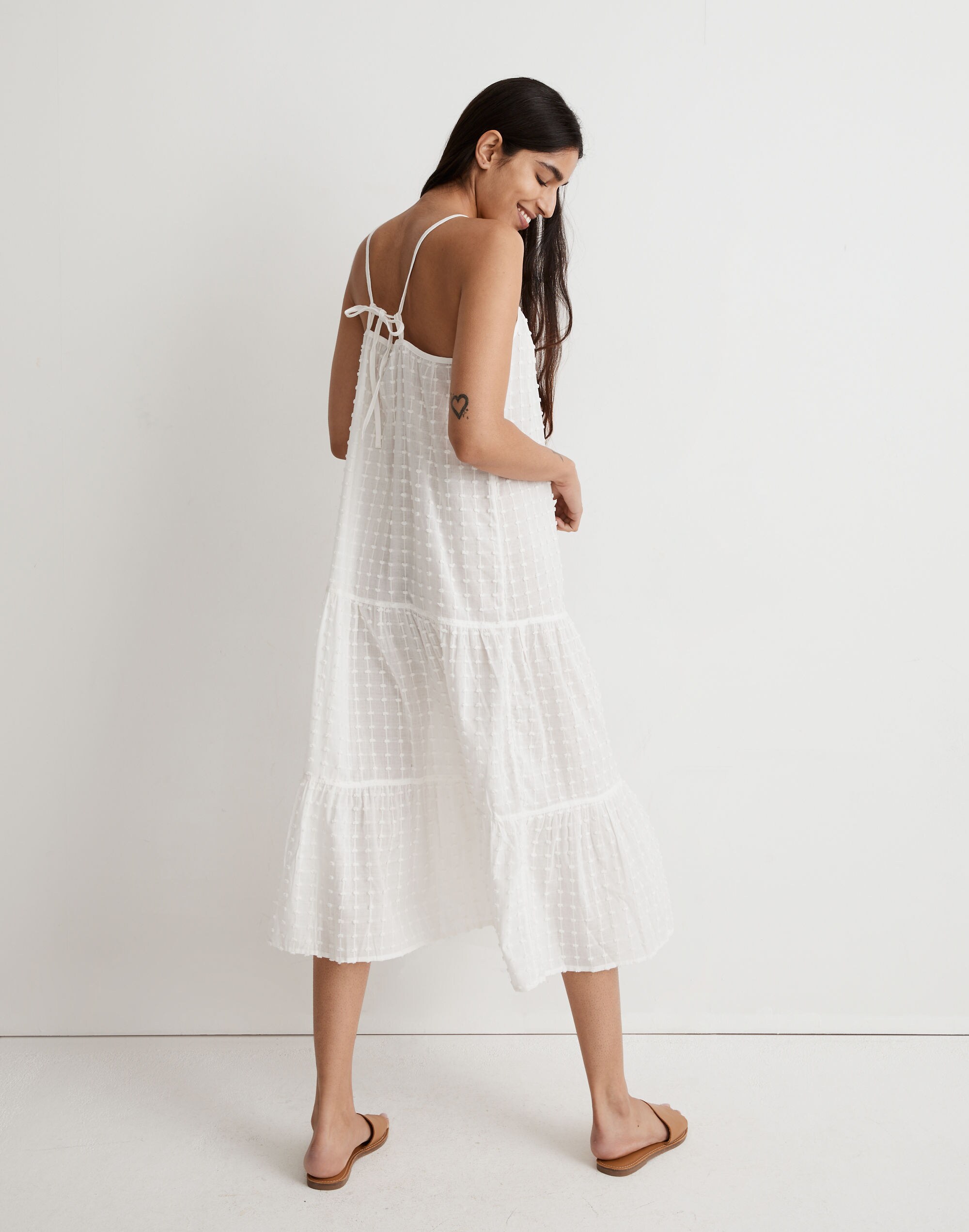 Swiss Dot Cover-Up Tiered Maxi Dress