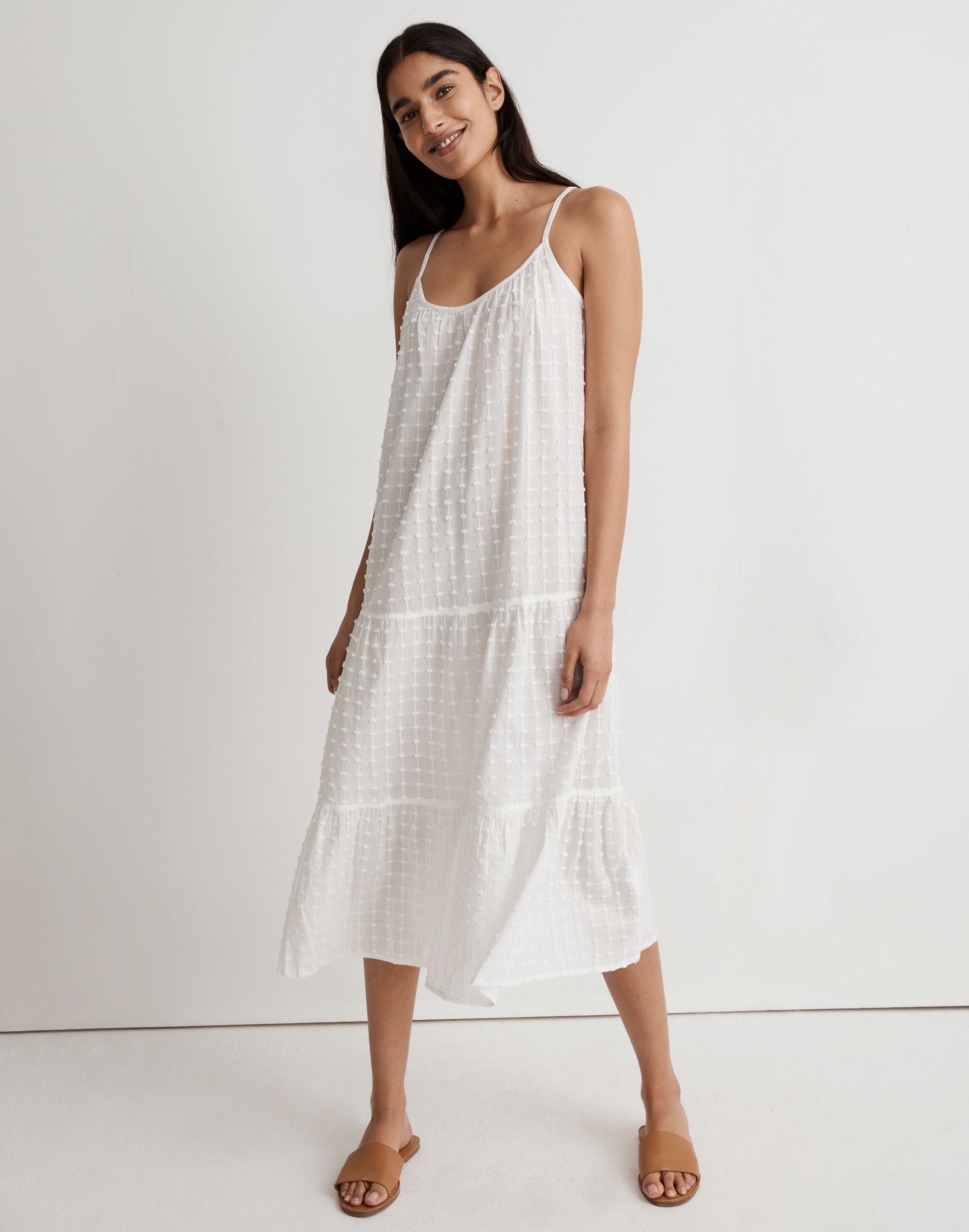 Swiss Dot Cover-Up Tiered Maxi Dress