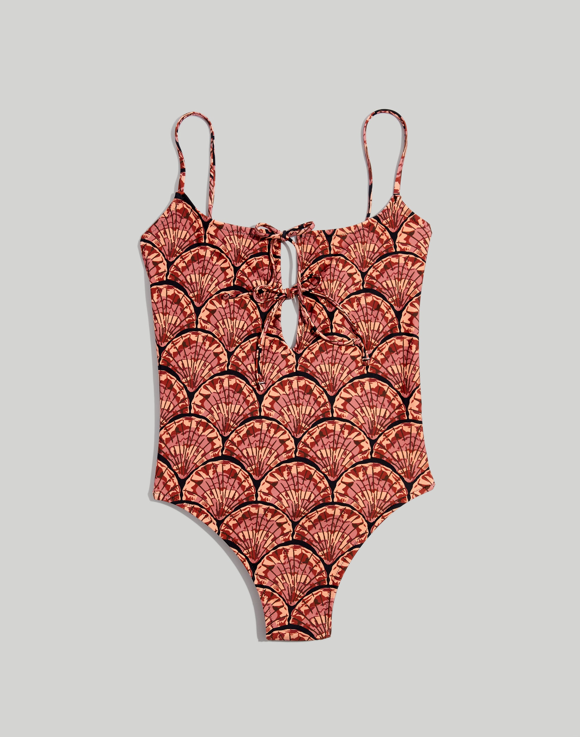 Madewell Second Wave Tie-Front One-Piece Swimsuit in Painted Seashells
