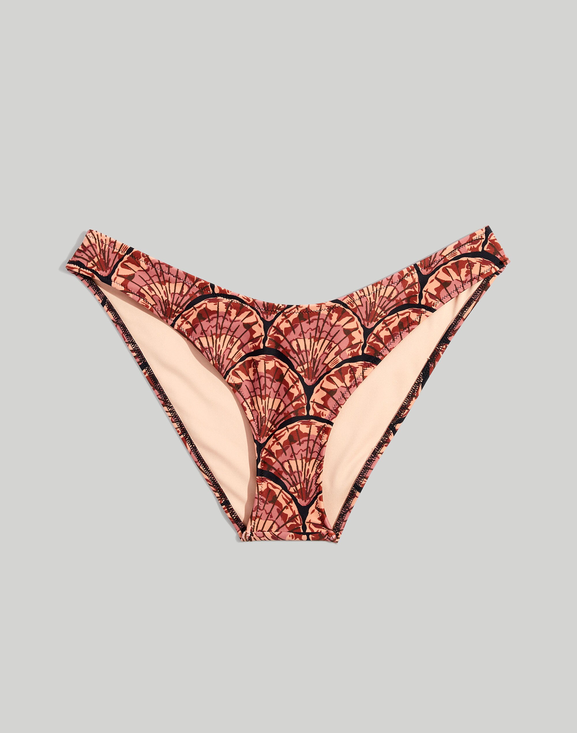 Madewell Second Wave Curved-Waist Bikini Bottom in Painted Seashells