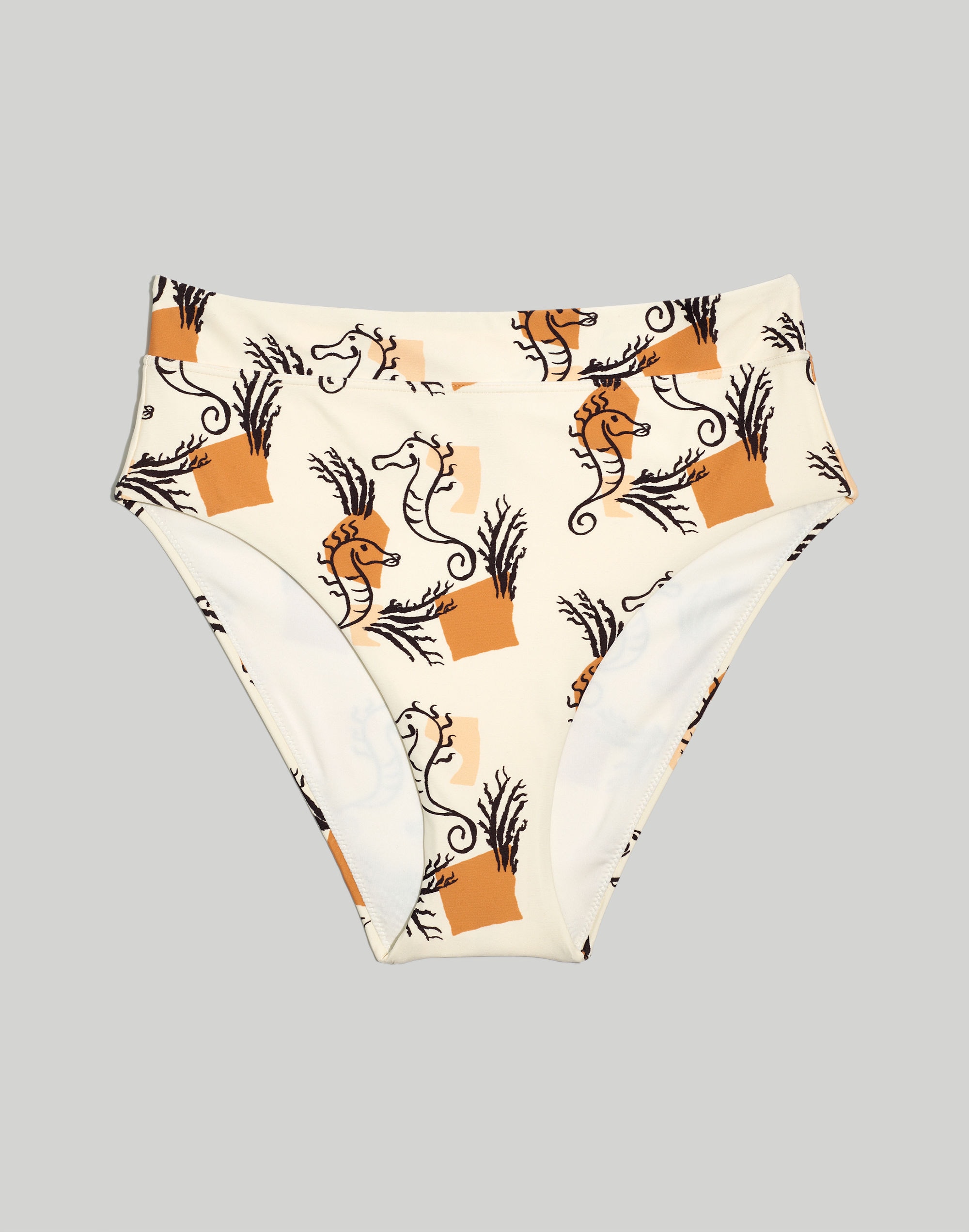 Madewell Second Wave High-Cut Bikini Bottom in Seahorse Sketch