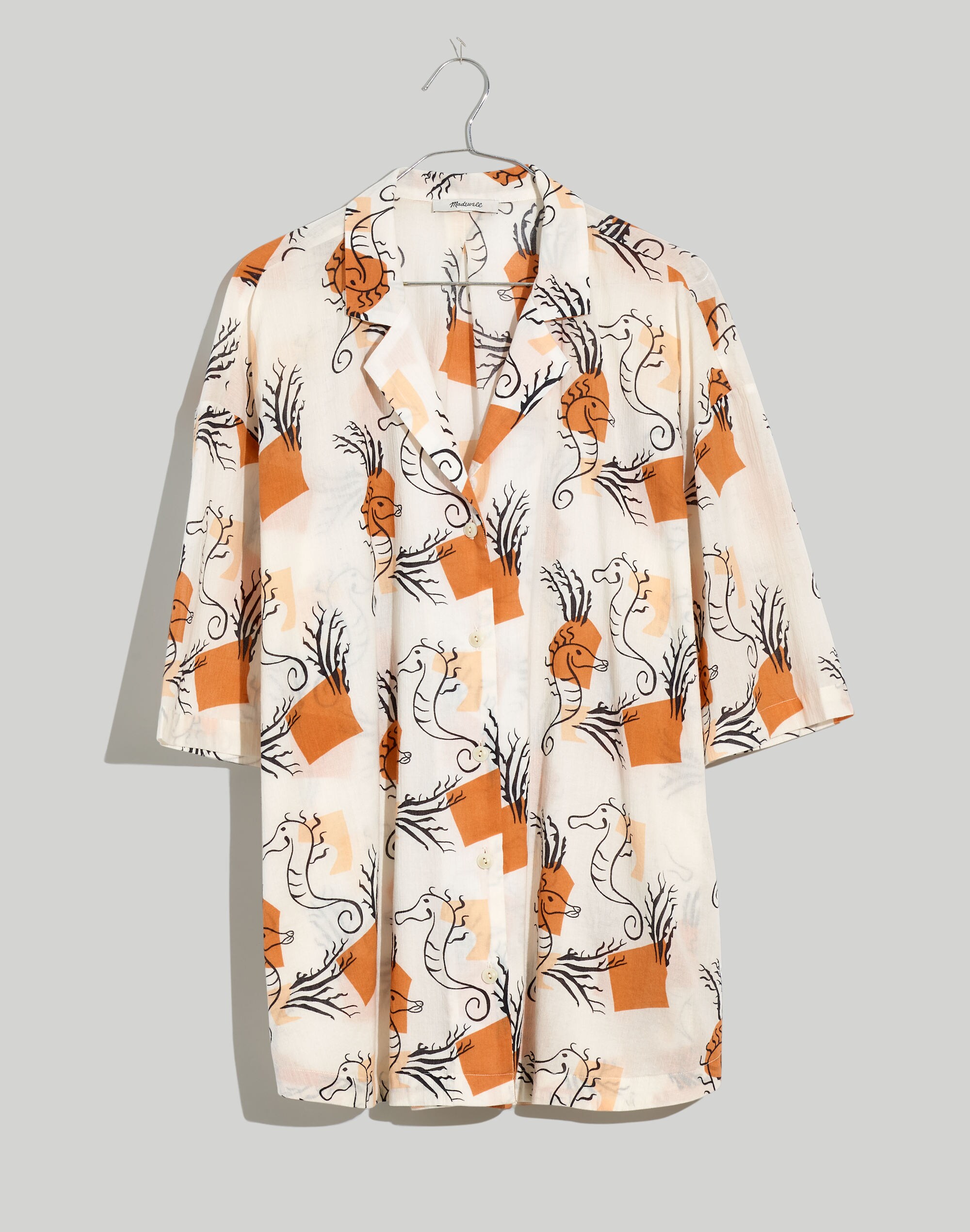 Cover-Up Camp Shirt in Seahorse Sketch