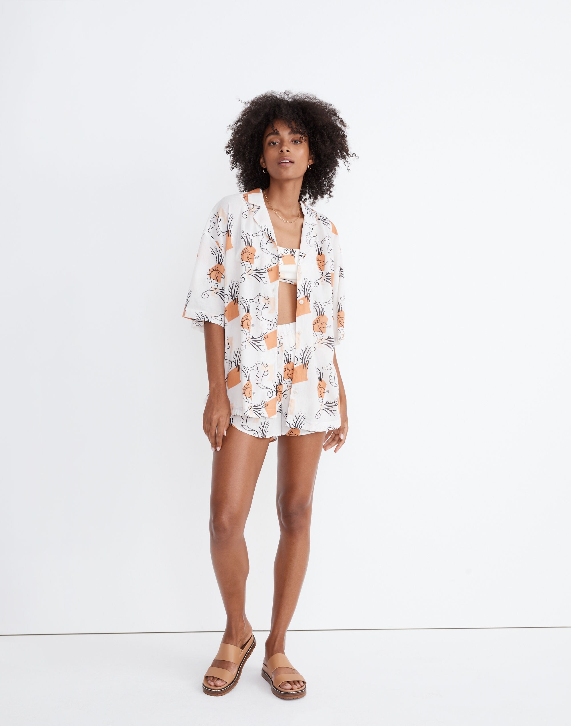 Cover-Up Camp Shirt in Seahorse Sketch