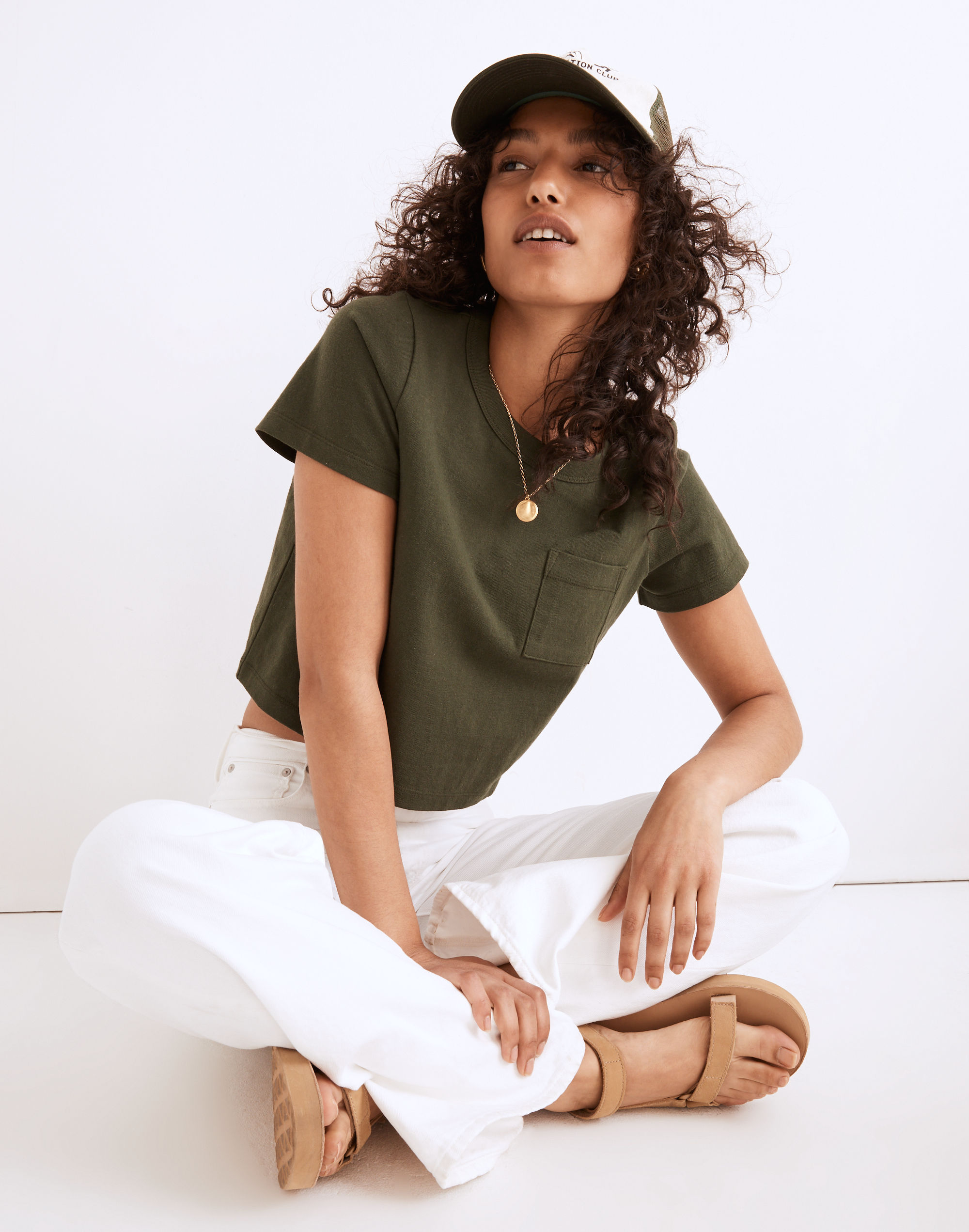 organic cotton supercrop pocket tee