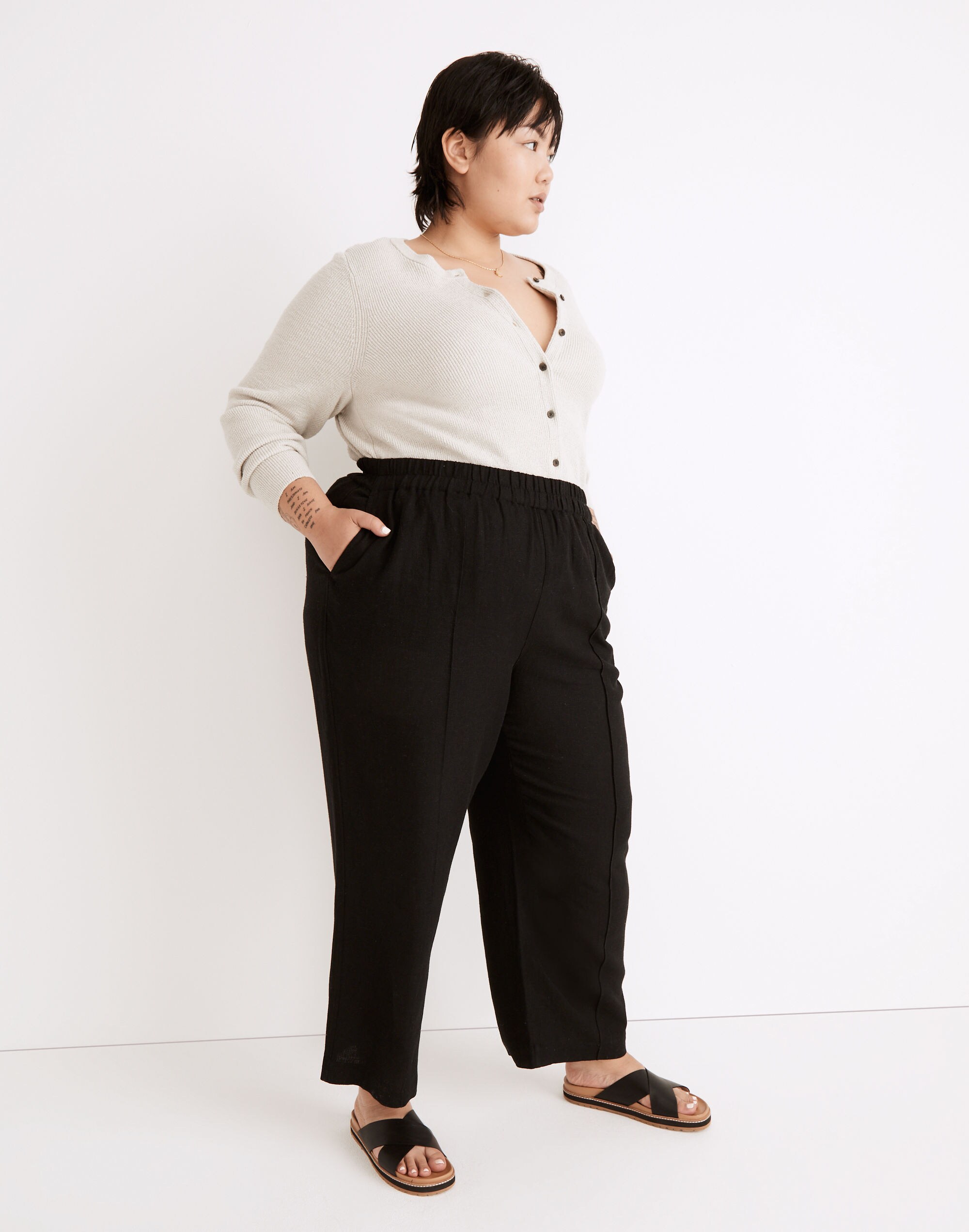 Plus Breezewoven Pull-On High-Rise Straight Pants