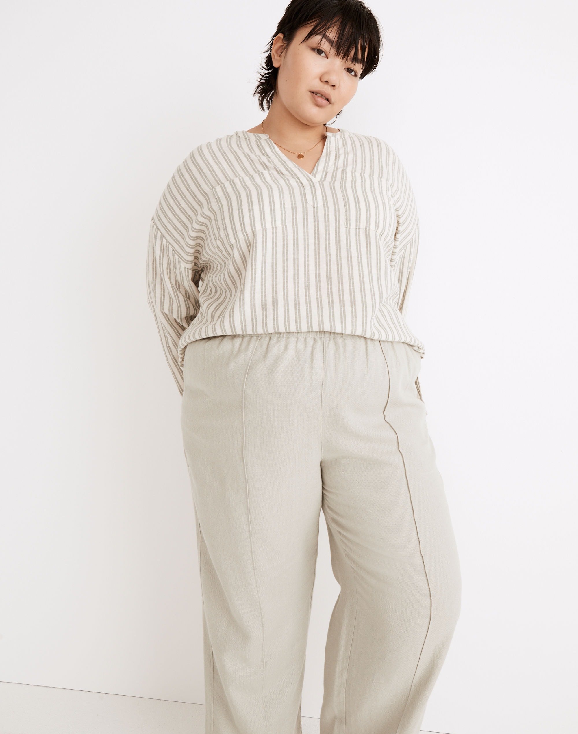 Plus Breezewoven Pull-On High-Rise Straight Pants
