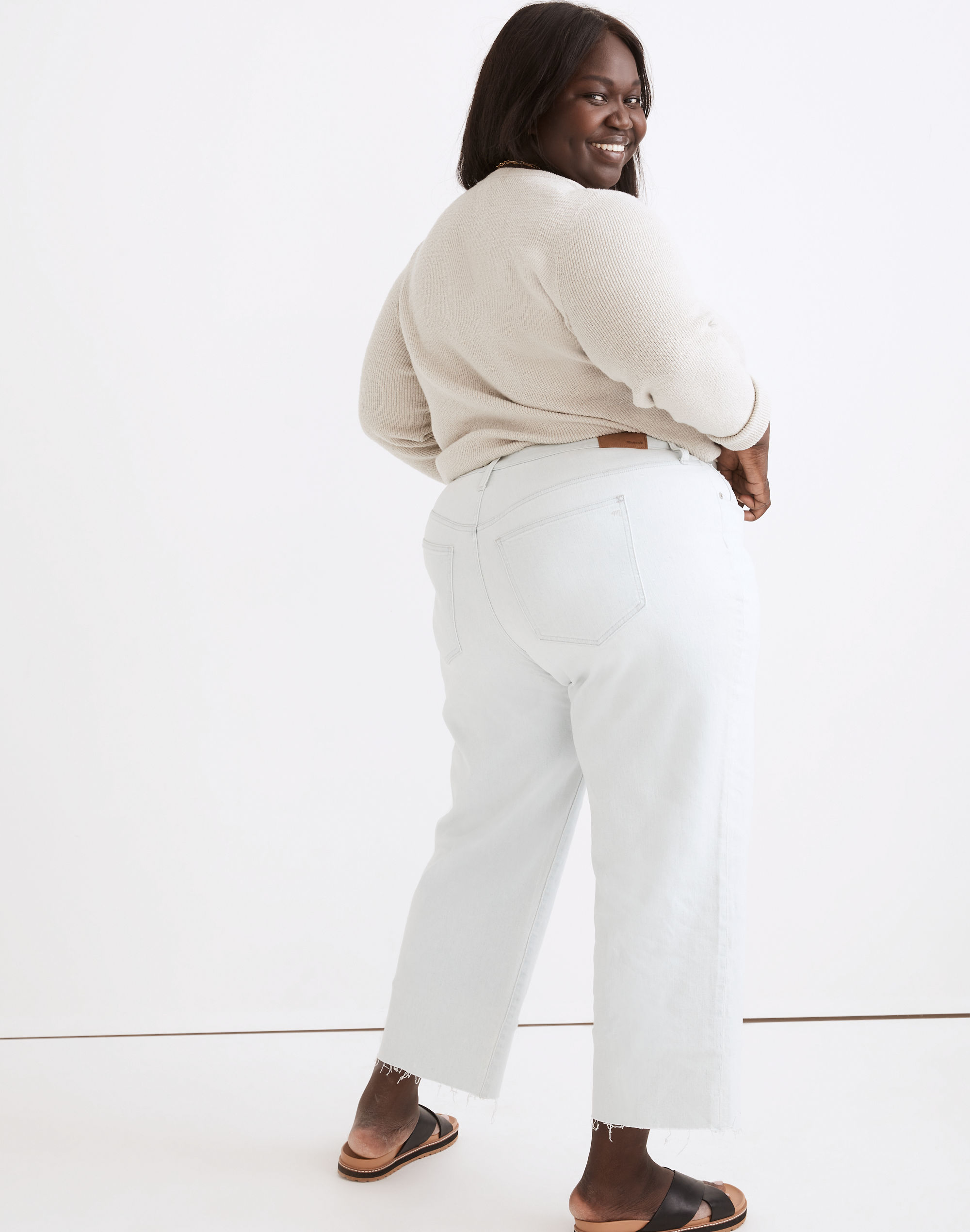 The Plus Perfect Vintage Wide-Leg Crop Jean in Bosworth Wash: Raw-Hem Edition