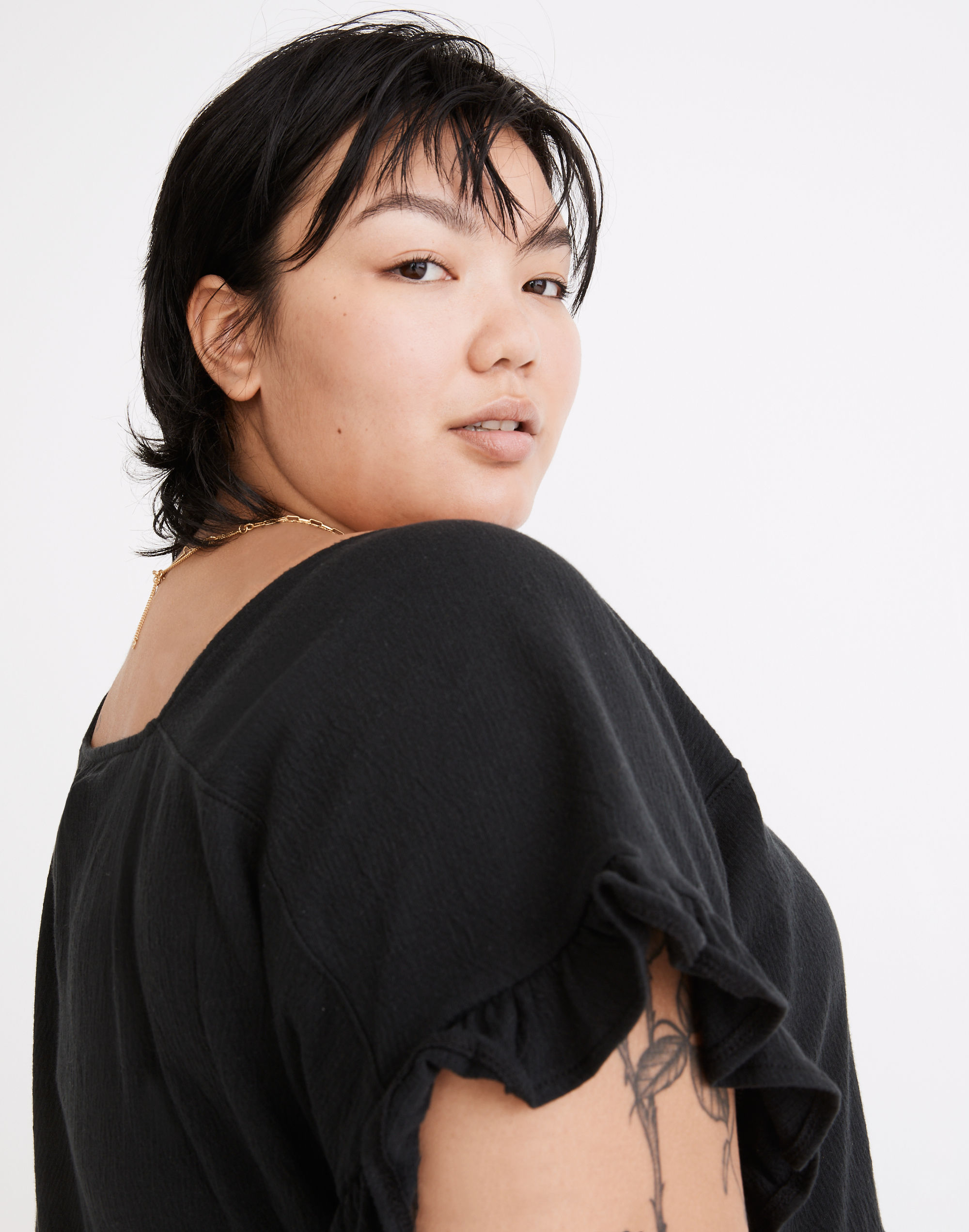 Plus Knit Lightspun Ruffle-Hem Top