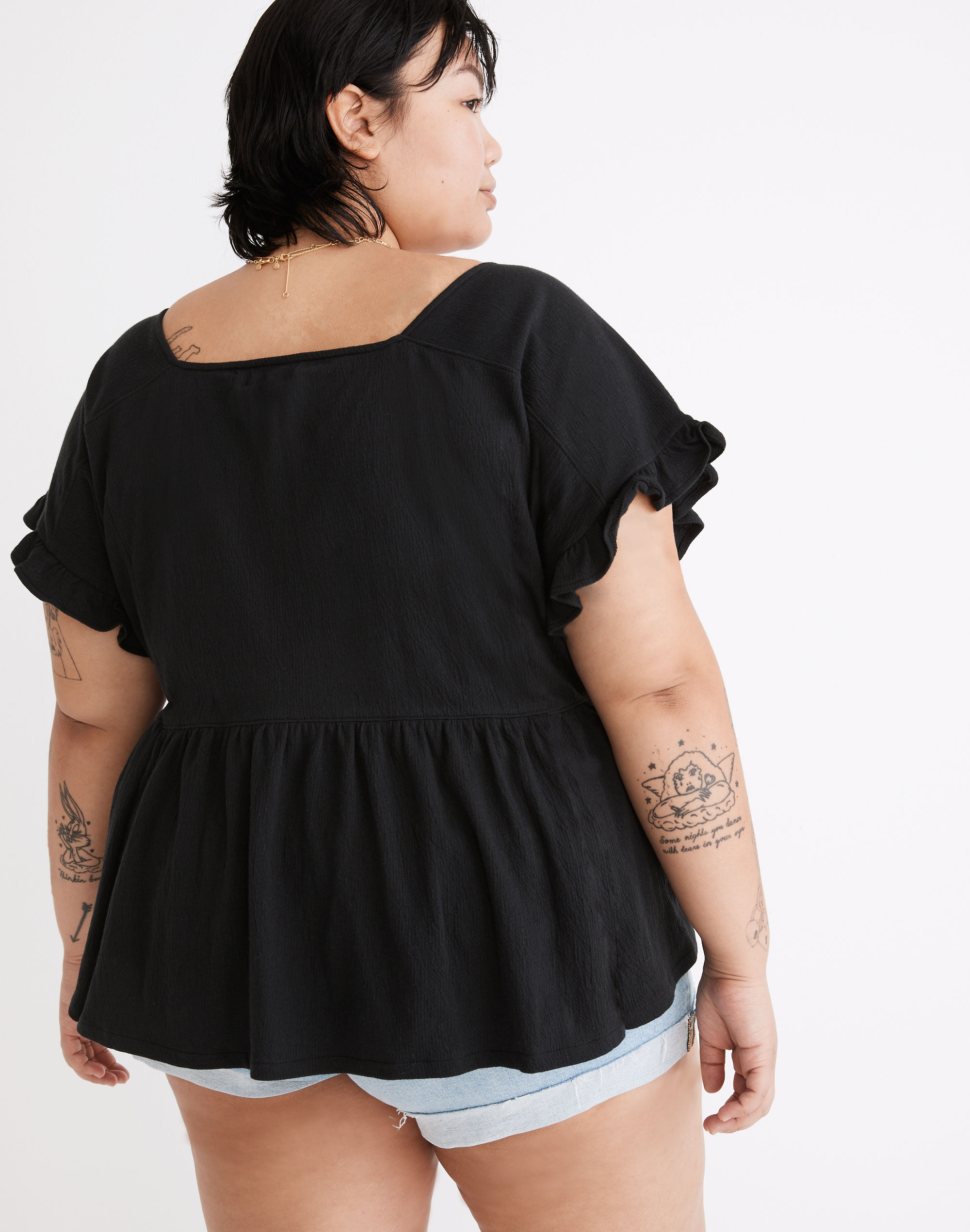 Plus Knit Lightspun Ruffle-Hem Top