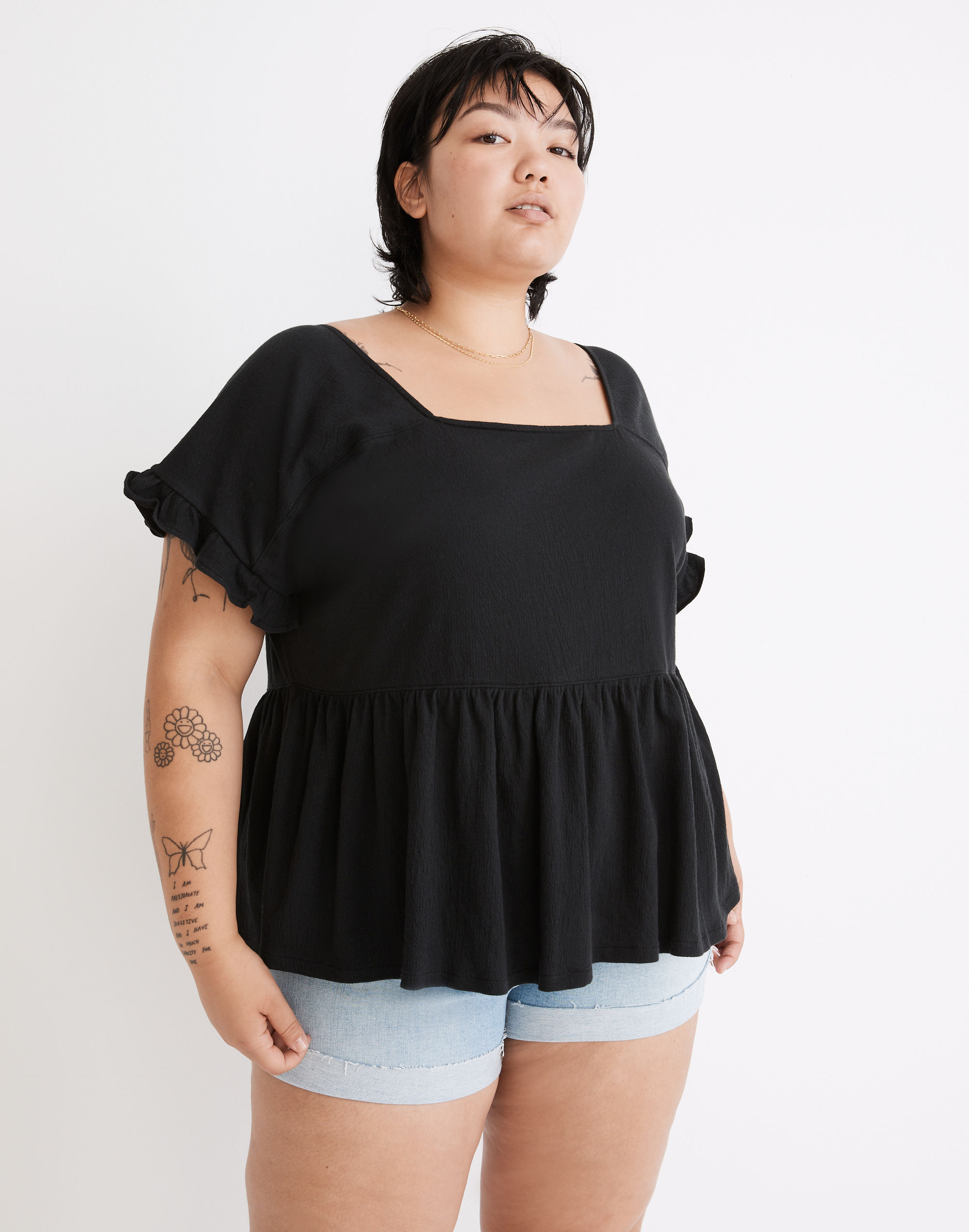 Plus Knit Lightspun Ruffle-Hem Top