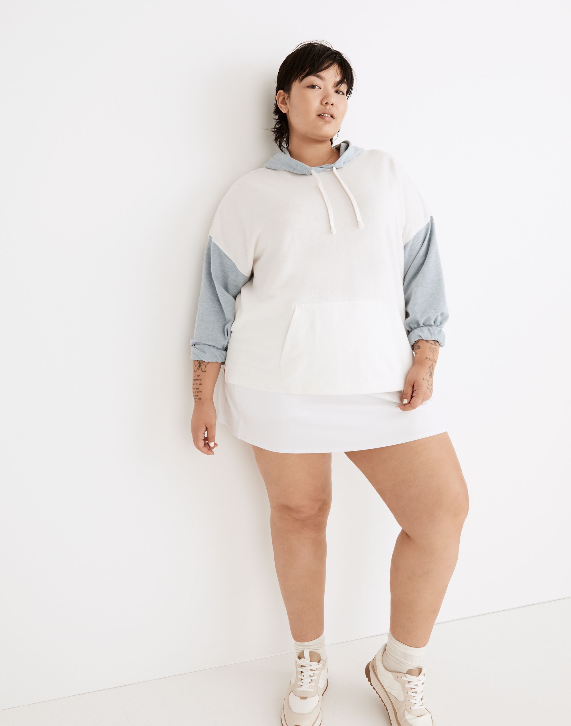 plus mwl skyterry hoodie sweatshirt in colorblock