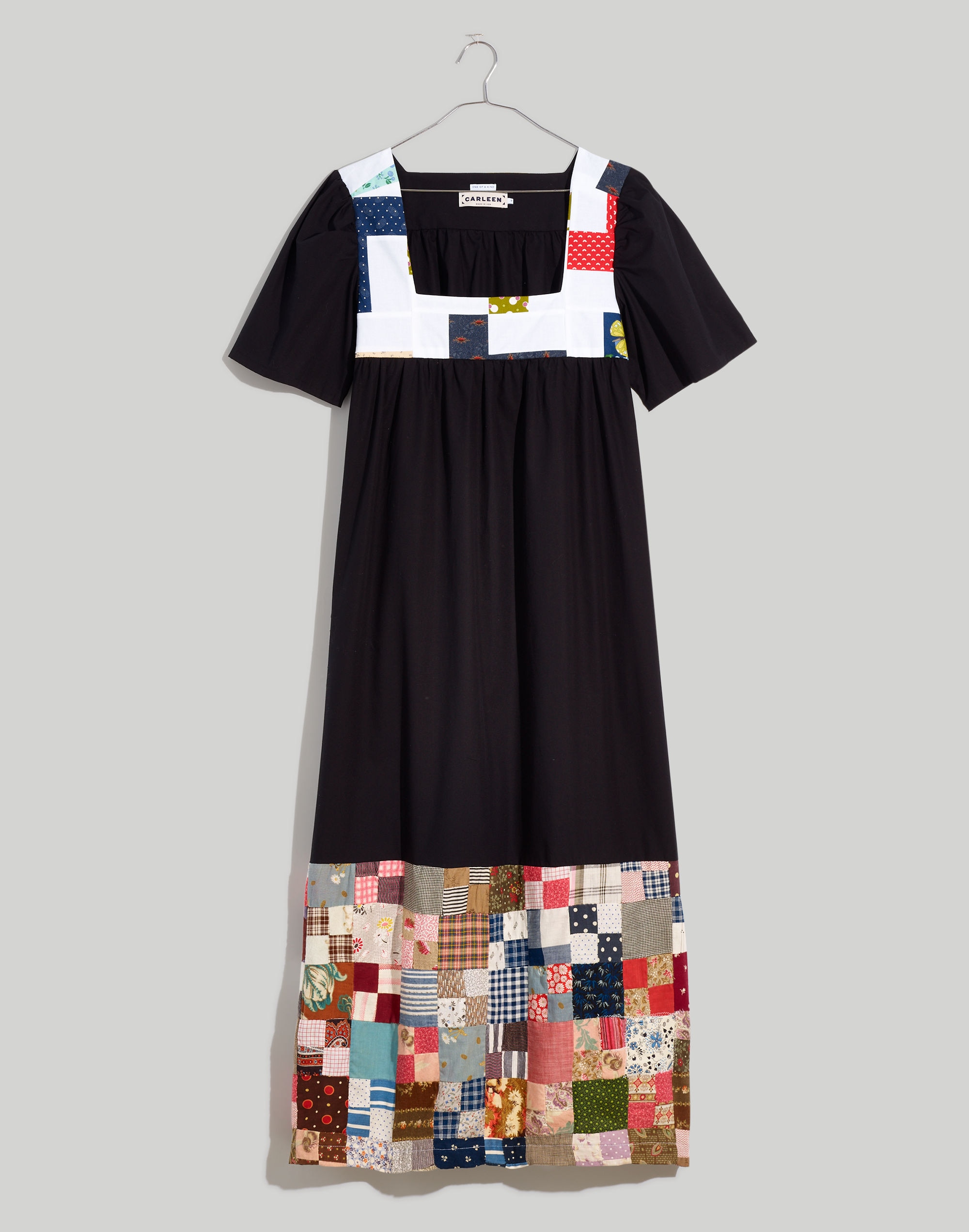 carleen upcycled patchwork vacation midi dress